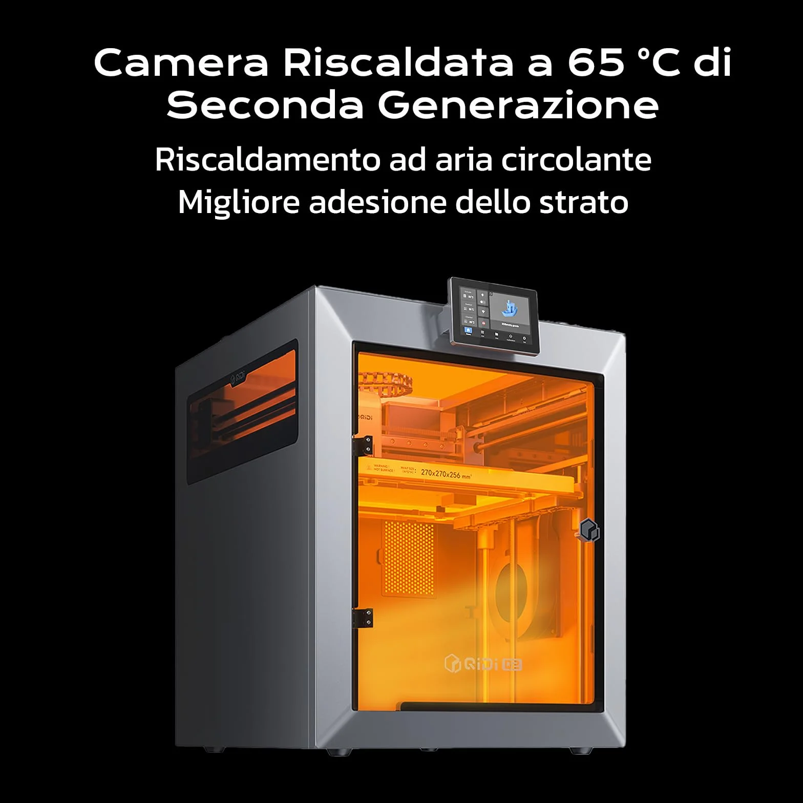 QIDI Q2 Stampanti 3D, Stampante FDM Chiusa, 65°C Riscaldamento della Camera, 600 mm/s, 3 in 1 Filtraggio, AI Fotocamera, Auto-calibrazione & Auto-livellamento, Volume di Costruzione 270x270x256mm