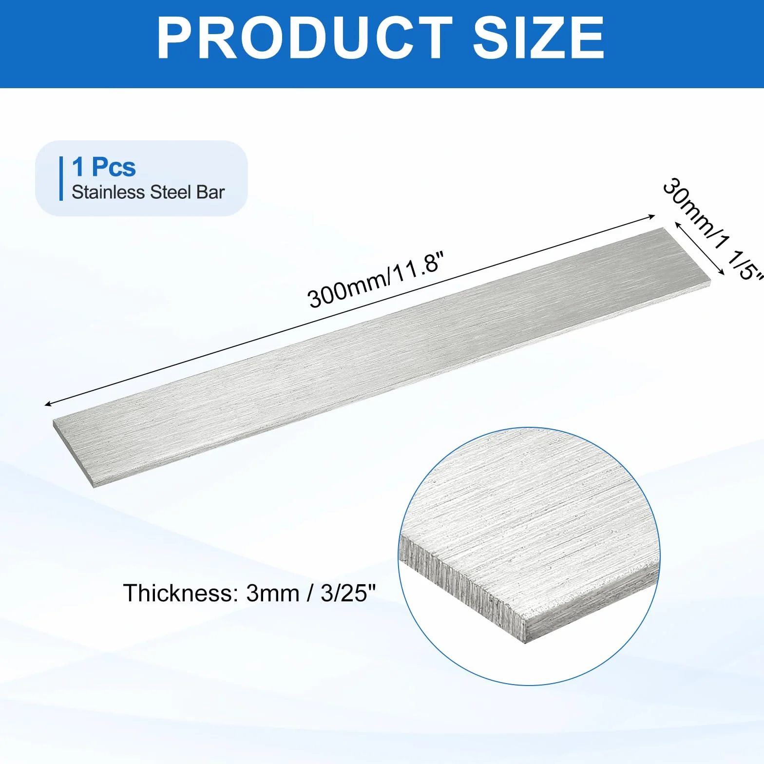 Blacha ze stali nierdzewnej 316L 300x30x3 mm szczotkowana