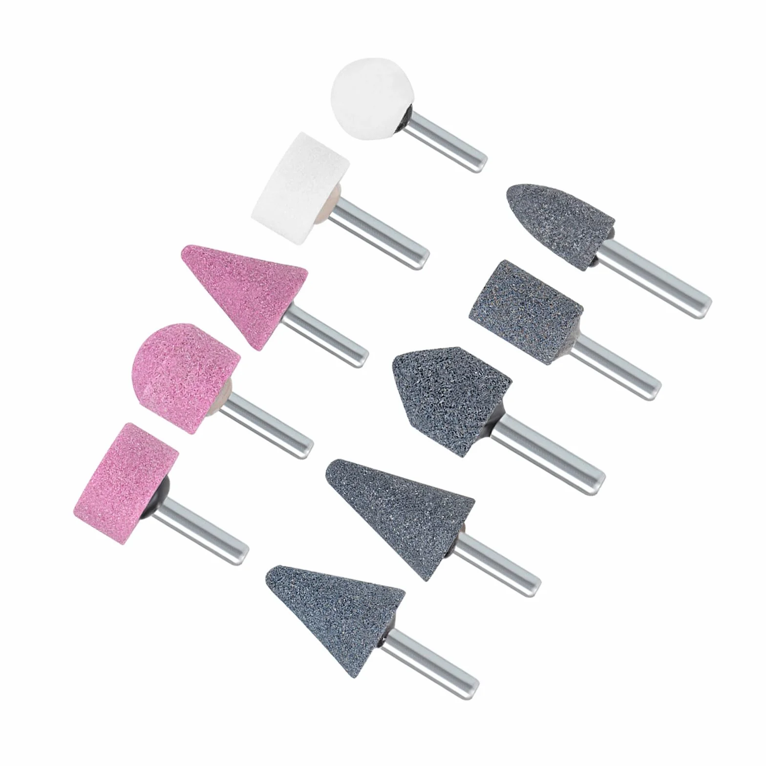 Abrasivo Pietra Punte Set, 6mm Gambo, Nichel Placcato Carbonio Acciaio Rettifica Mola Lucidatura Testa Bit - (Applicazioni: per Rotativo Utensili), 10-pz