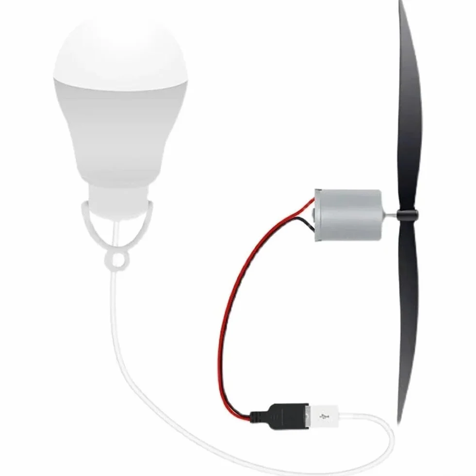 Kit generatore di energia eolica con luce LED USB, turbina eolica motorizzata, set educativo per l'apprendimento domestico con elica da 18 cm, telaio in ABS e metallo, luce da 5 W