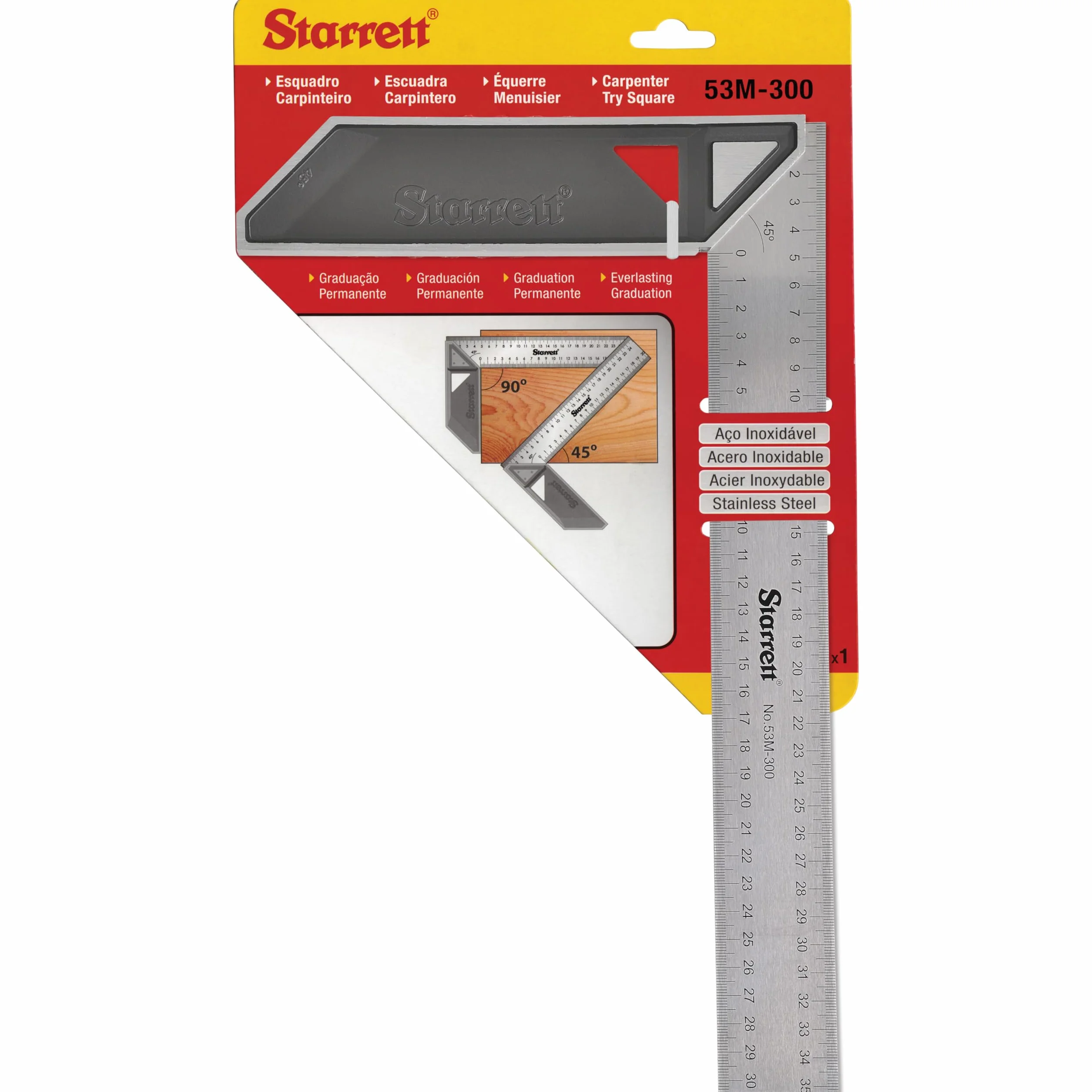 Starrett K53M-300-S Squadra da falegname in Acciaio inossidabile