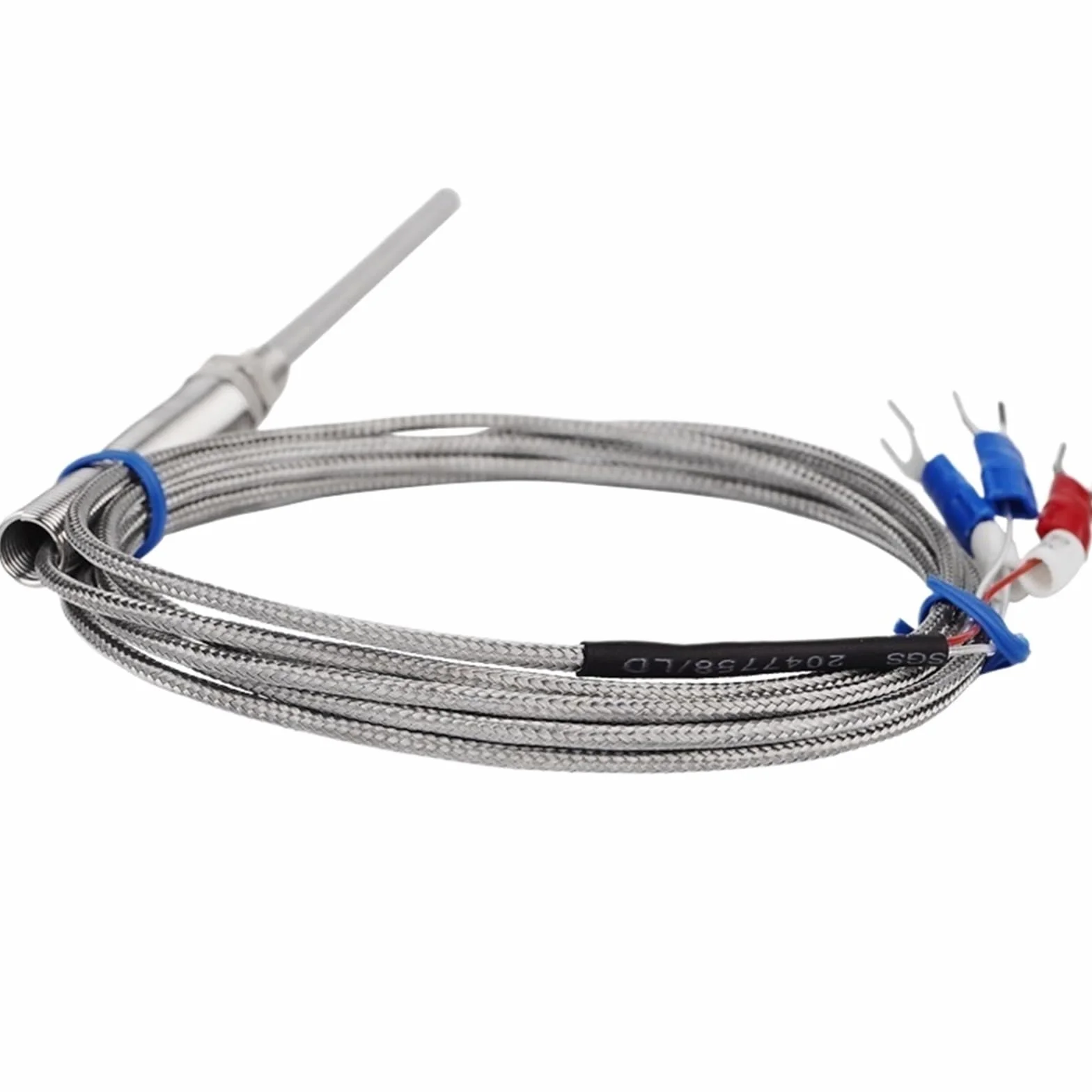 Sensore di temperatura PT100 con tubo sonda da 10 cm con schermo in acciaio inossidabile con cavo da 2 m 3 fili for regolatore di temperatura(Cable length 2m)