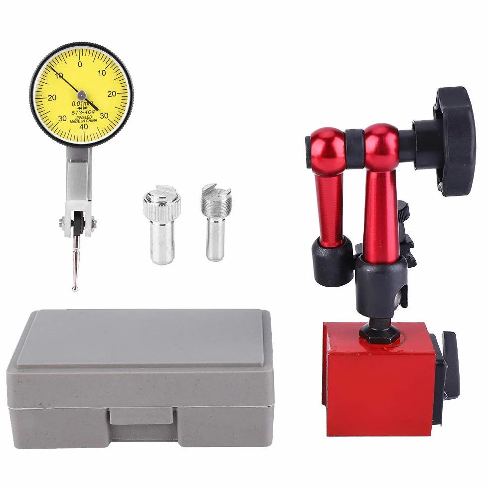 Quadrante di Precisione,Comparatore Centesimale Digitale 0-0,8mm con Base Magnetica Set Indicatore Metrico,Staffa Flessibile Braccio Porta Quadrante Controllo ON/OFF