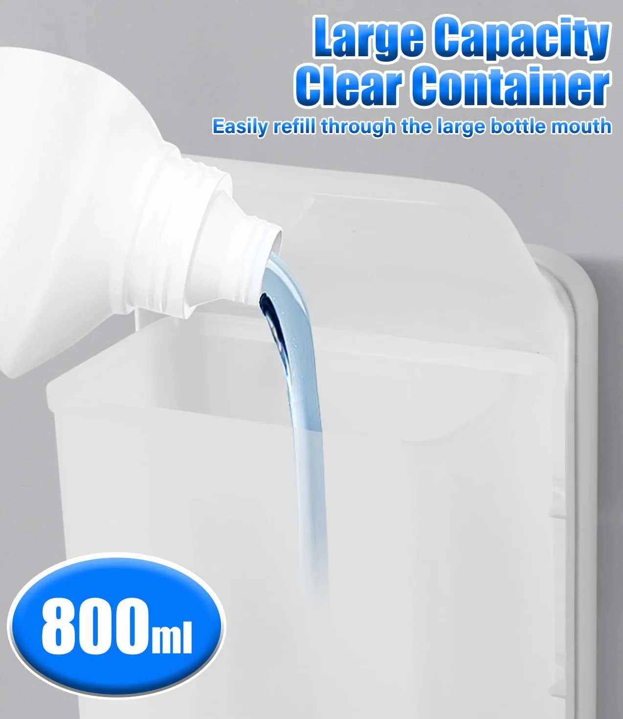 Dispenser Sapone Bagno, Dispenser Sapone Bagno a Muro Ideale per Bagni Commerciali, da Utilizzare con Disinfettanti e Saponi per le Mani, ABS Bianco 800ML Grande Capacità