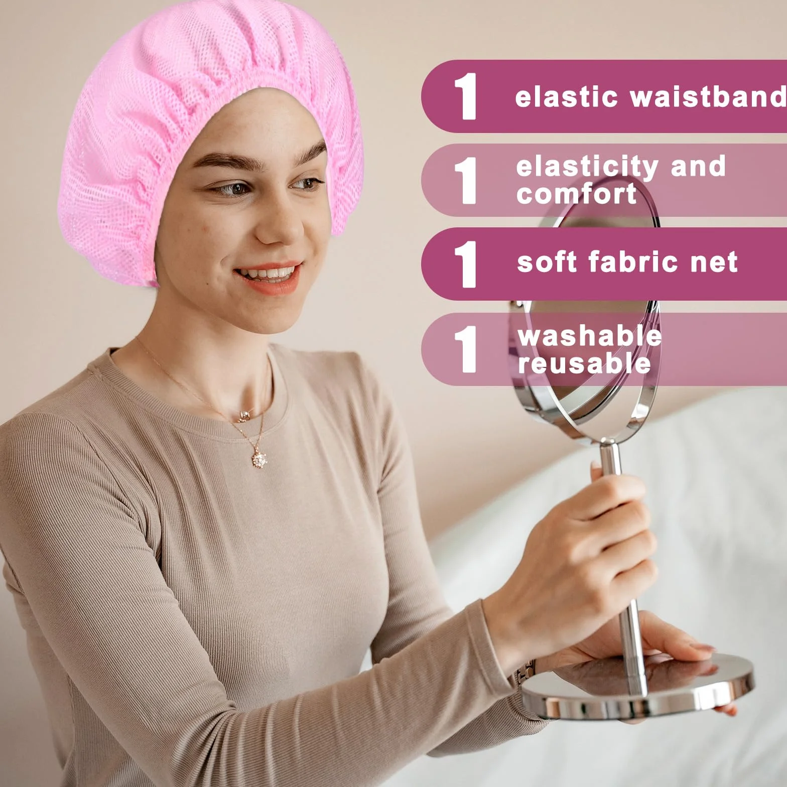 TIESOME Rete per capelli per dormire 4 pezzi Bonnet Sleep Cap regolabile per donne