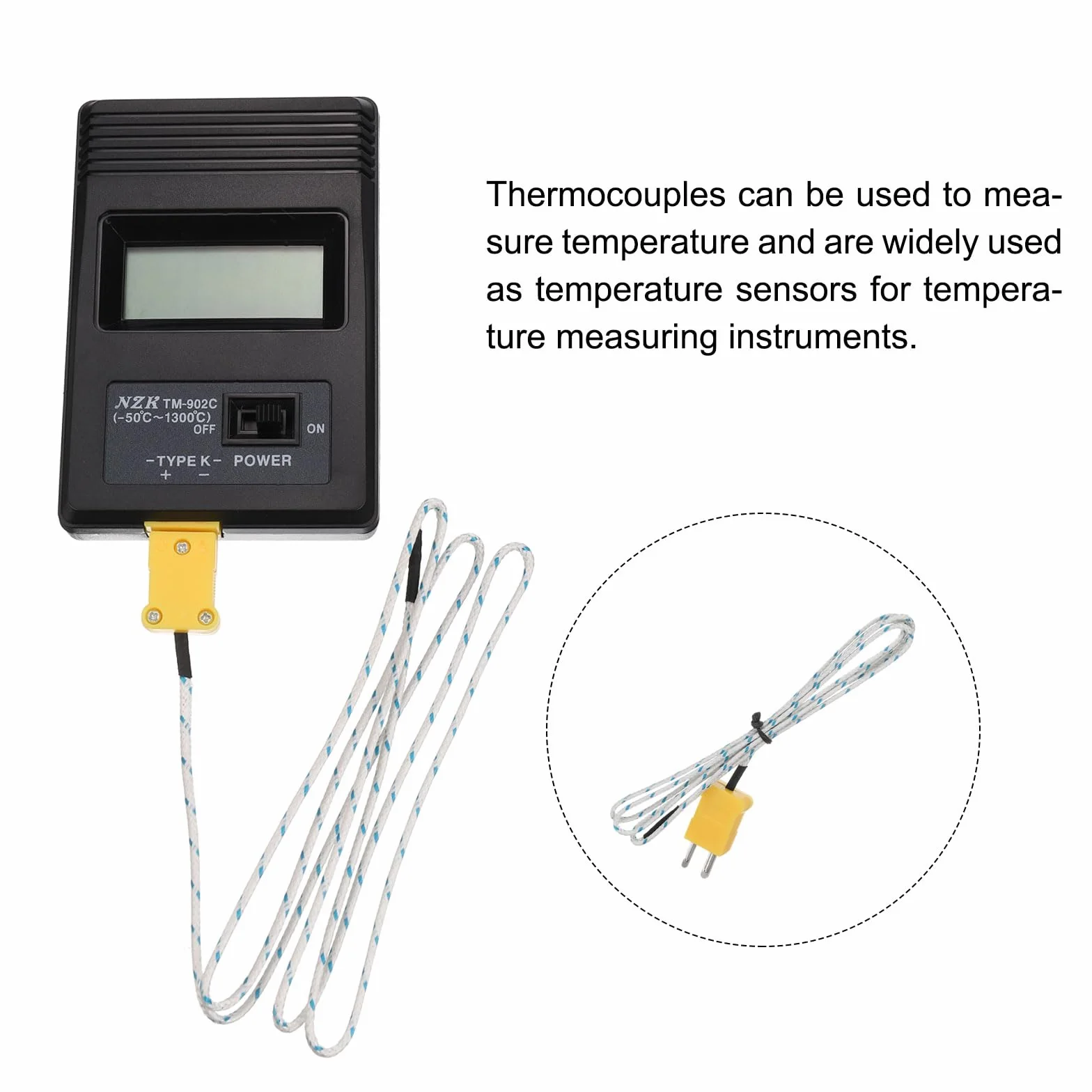 Termometro Digitale a Termocoppia K QUARKZMAN -50 a 1300 °C con Sonda per Superfici