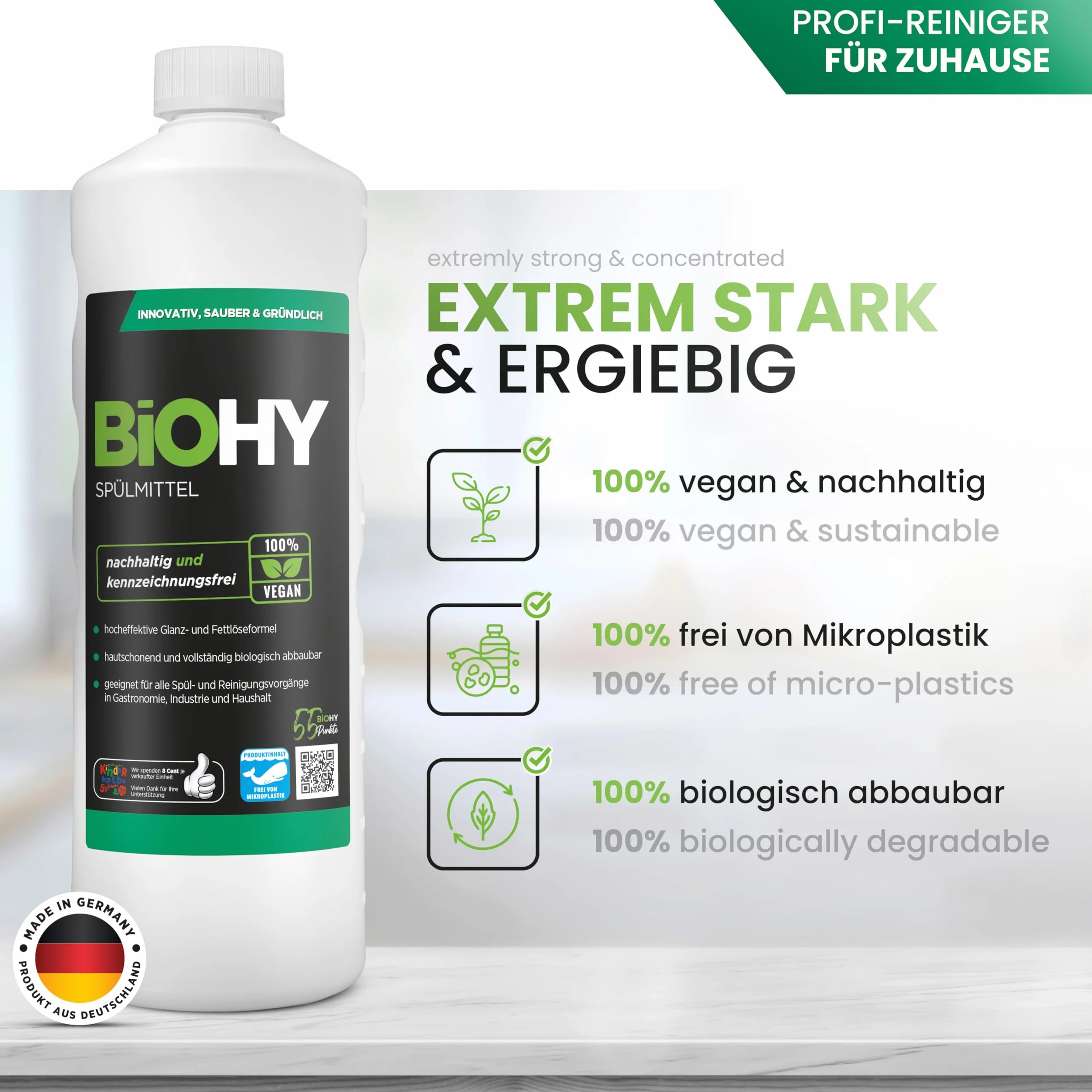 BiOHY BiOHY Set di detersivi per piatti, tanica da 10 litri, accessori | | | Detersivo | Rubinetto | Dosatore | Contenitore di miscelazione | Spazzola per lavaggio | Detergente ecologico per una