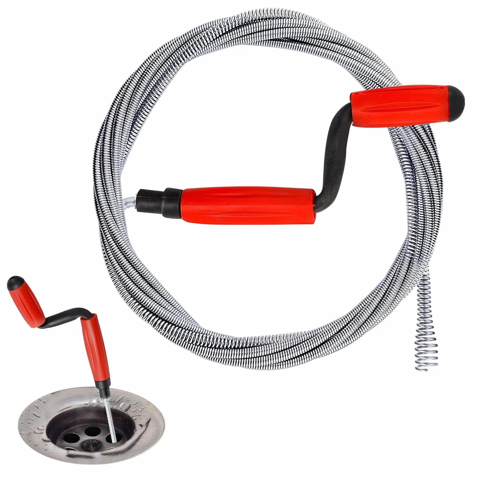 Spirale per la pulizia dei tubi, a spirale, 5 m x 6 mm, scarico Snake per ostacoli ostinati in cucina, bagno, lavanderia, per casa, appartamento, facile da usare