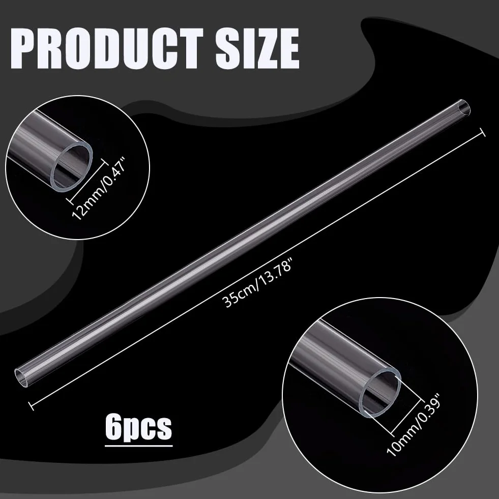 PH PandaHall Tubo Acrilico Rigido 35cm 12mm OD 10mm ID Trasparente per Illuminazione 6 pz
