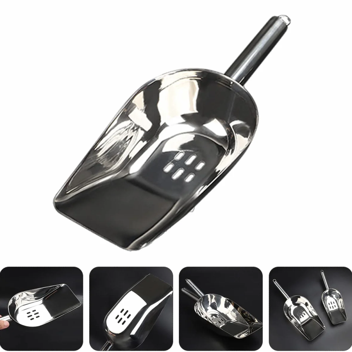 Cabilock 2pezzi Paletta Per Ghiaccio Acciaio Inossidabile Con Manico Per Cucina e Bar Utensile Versatile Per Servire Ghiaccio e Alimenti Facile Da Pulire e Maneggevole