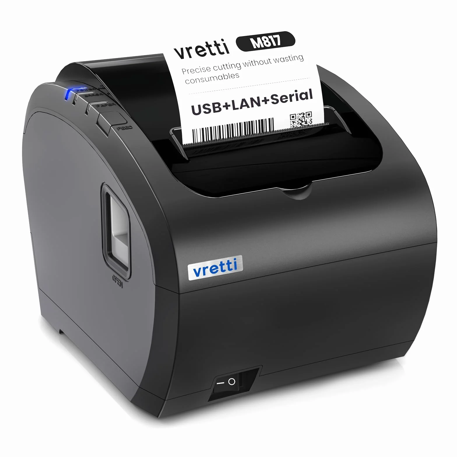 vretti 80mm Stampante per Ricevute Termiche Porta Seriale Ethernet/LAN/USB Porta Stampante con Supporto per Taglierina Automatica