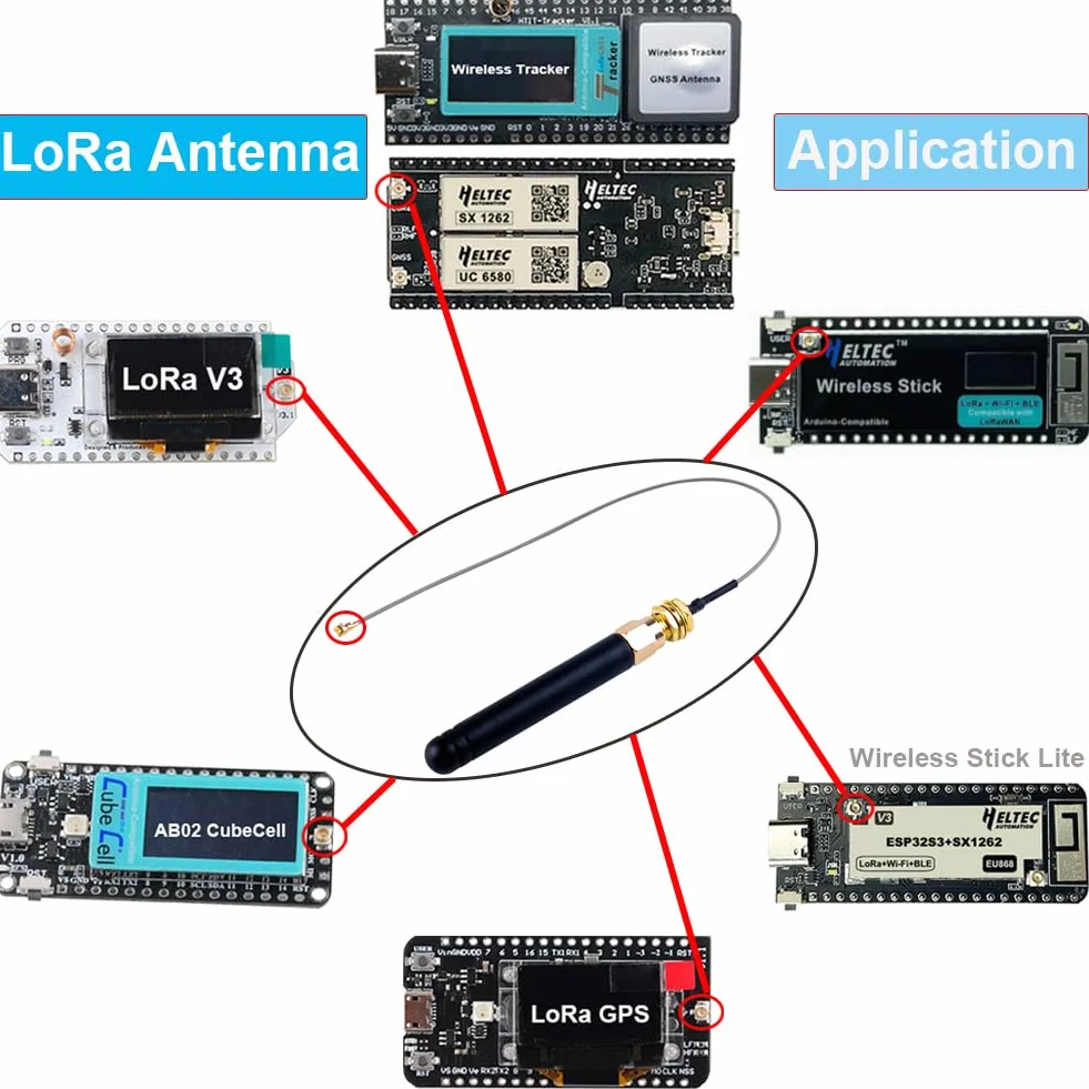DIYmalls 868MHz Antenna LoRa 2dBi U.FL a SMA Cavo connettore per Meshtastic Heltec 868MHz Lora 32 V3 CubeCell HTCC-AB02S LoRa GPS Board Mesh Node T114 (confezione da 4)