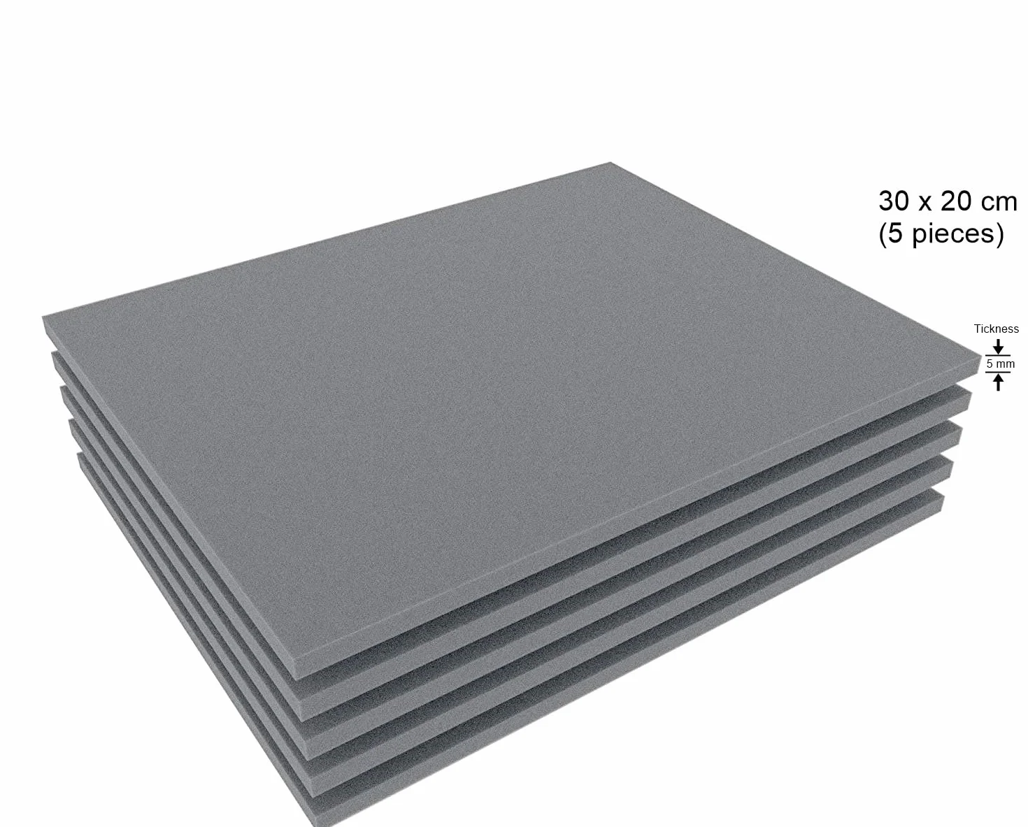 Foglio polietilene espanso 5 mm Isolante Imbottitura 30x20 cm 5 pezzi grigio antracite