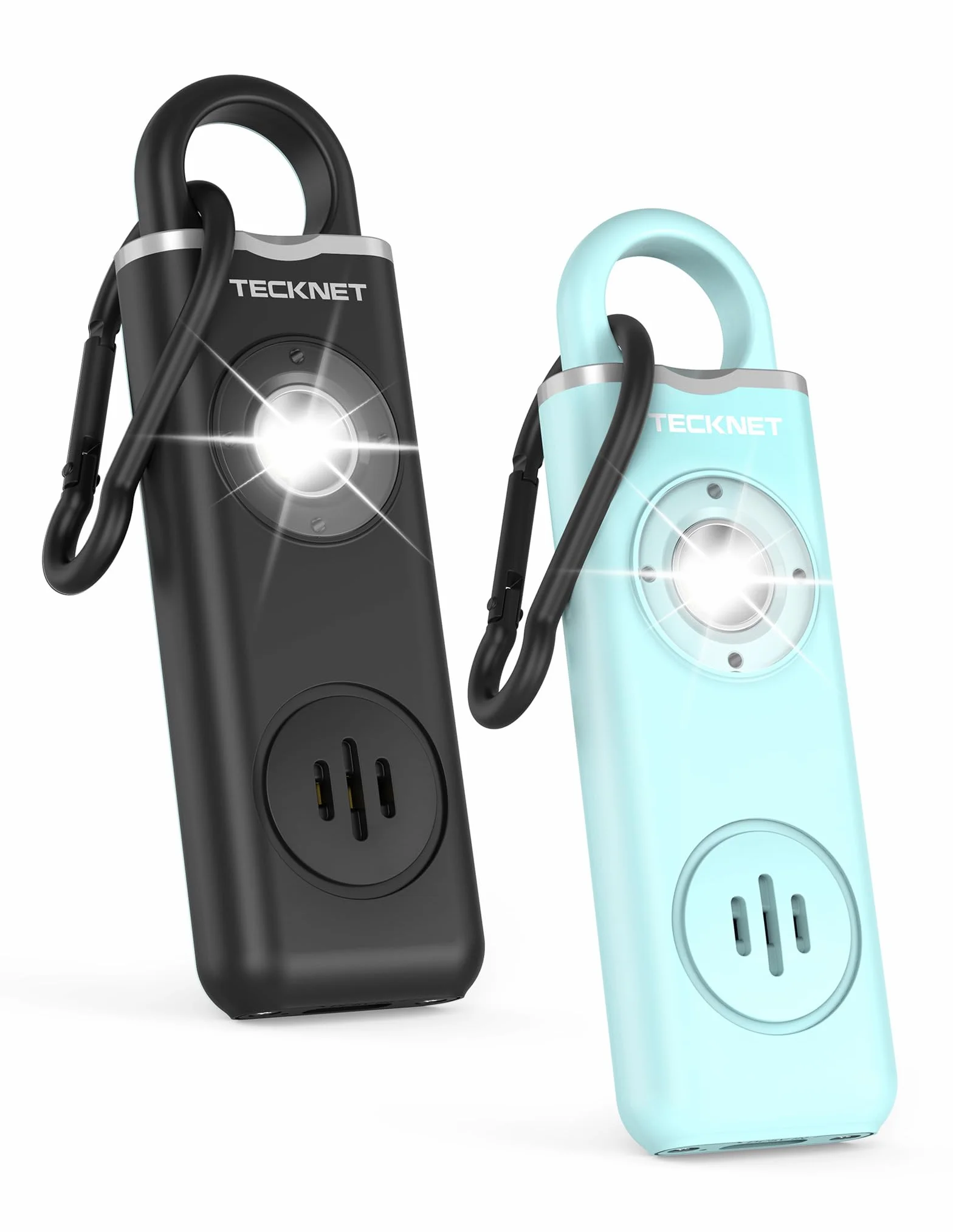 TECKNET Allarme Personale da Donna 130dB con Allarme e Flash Ricaricabile Sicurezza Personale di Emergenza, Allarme di Sicurezza Portachiavi Dispositivo di Protezione Per Ragazze Anziane