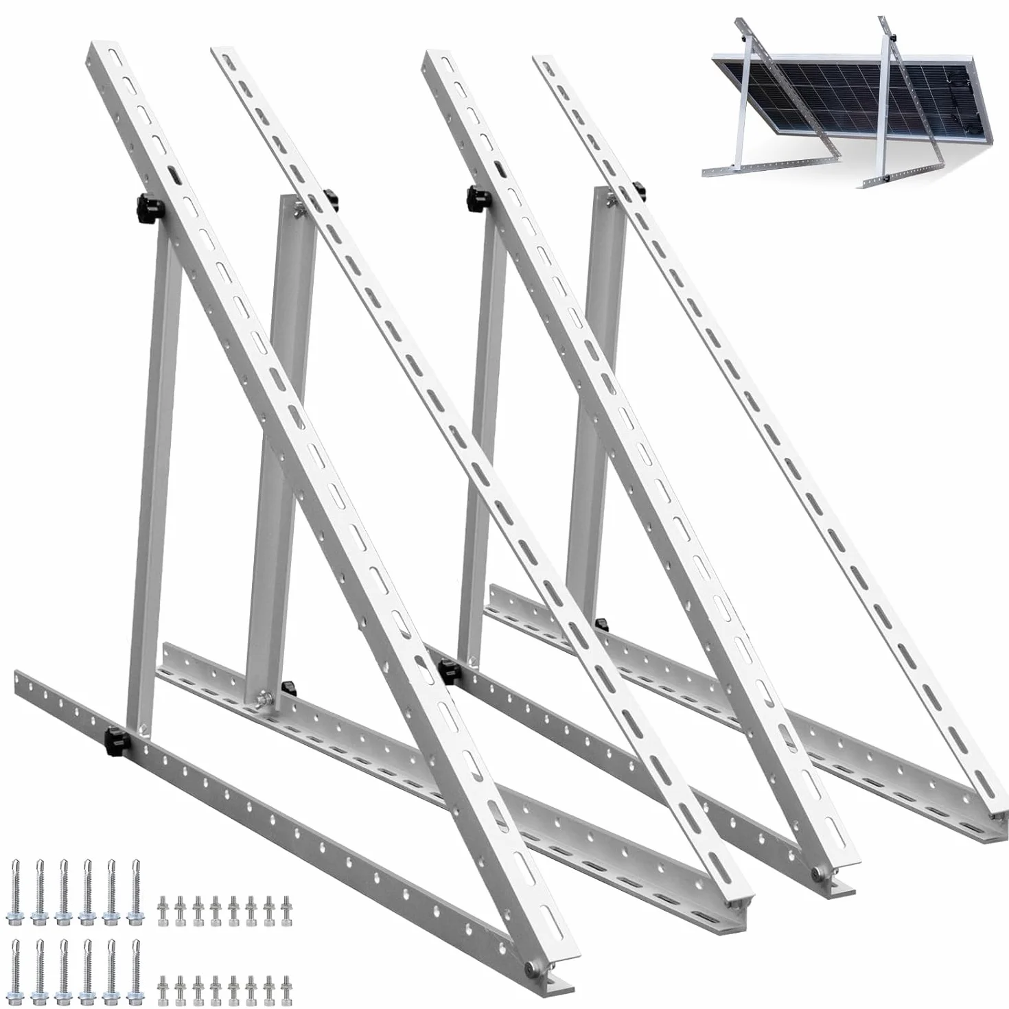 ECO-WORTHY supporti pannello solare 114 cm 45" alluminio angolo regolabile 0-90° 100W-800W set fissaggio tetto piatto parete camper