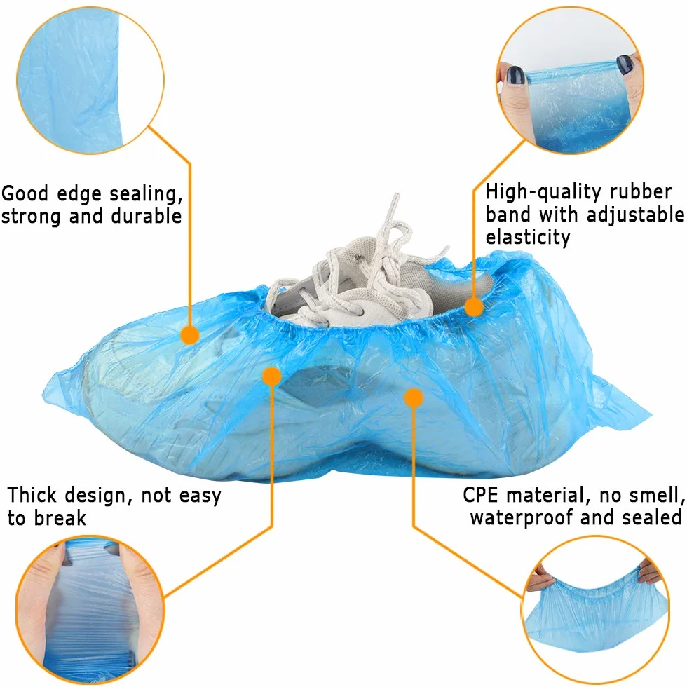 Copriscarpe usa e getta 200 pz in plastica blu resistente alla polvere