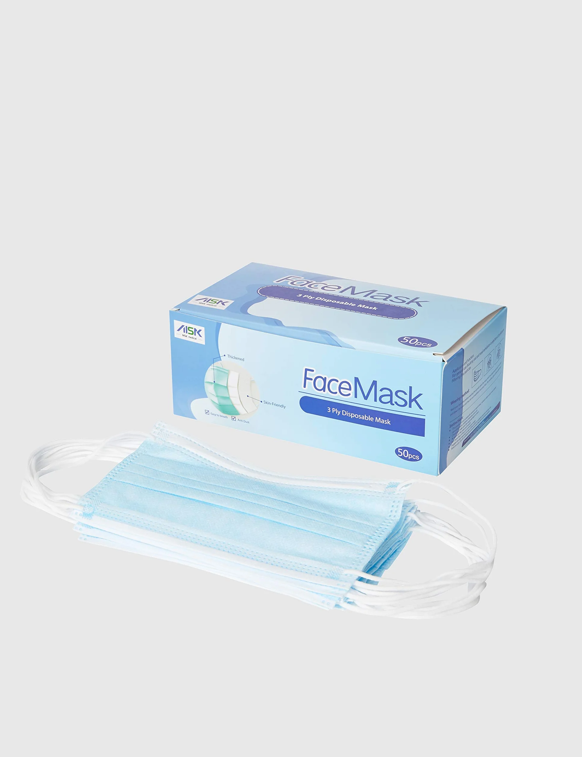 MSK Maschere Non Mediche 3 Strati Confezione da 50 Pezzi