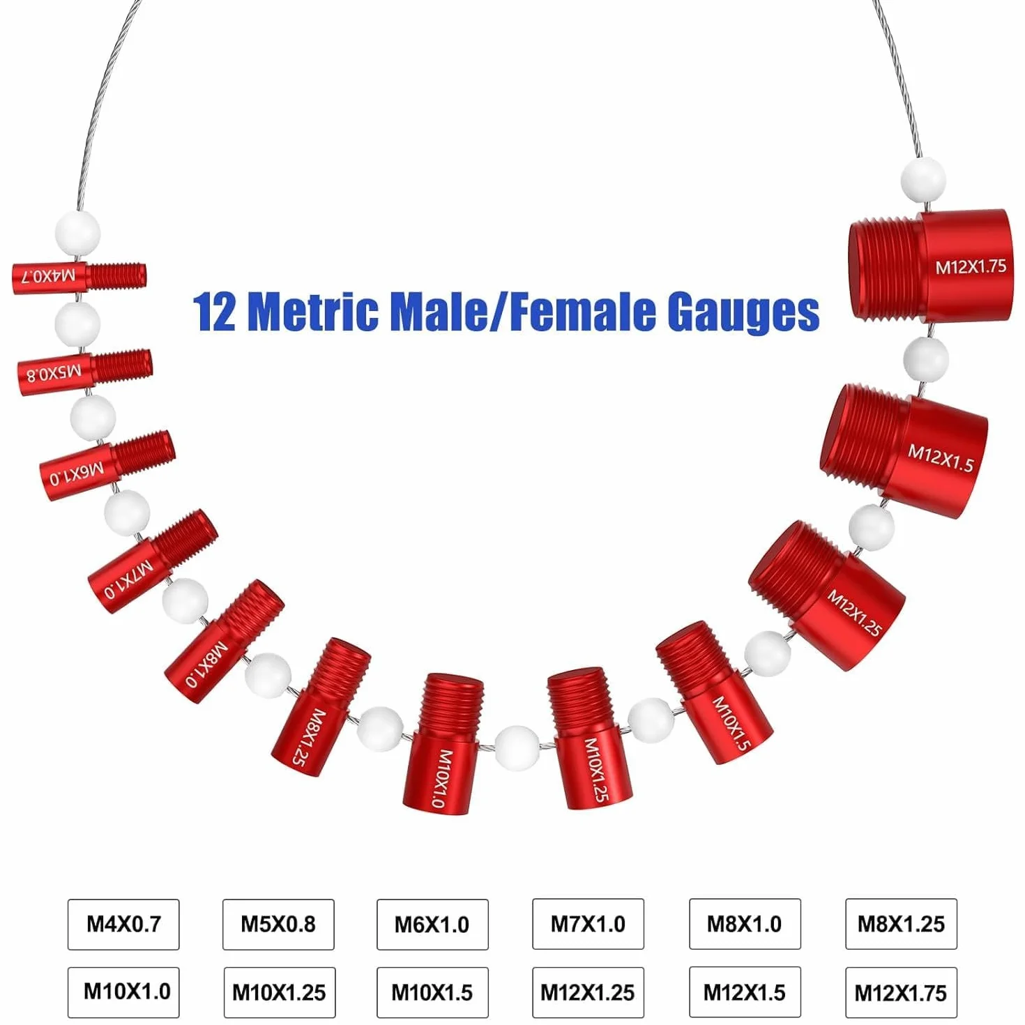 VOBOR Kit Controllo Filettatura Dadi e Bulloni 26 Pezzi Calibro Passo Metrico Imperiale