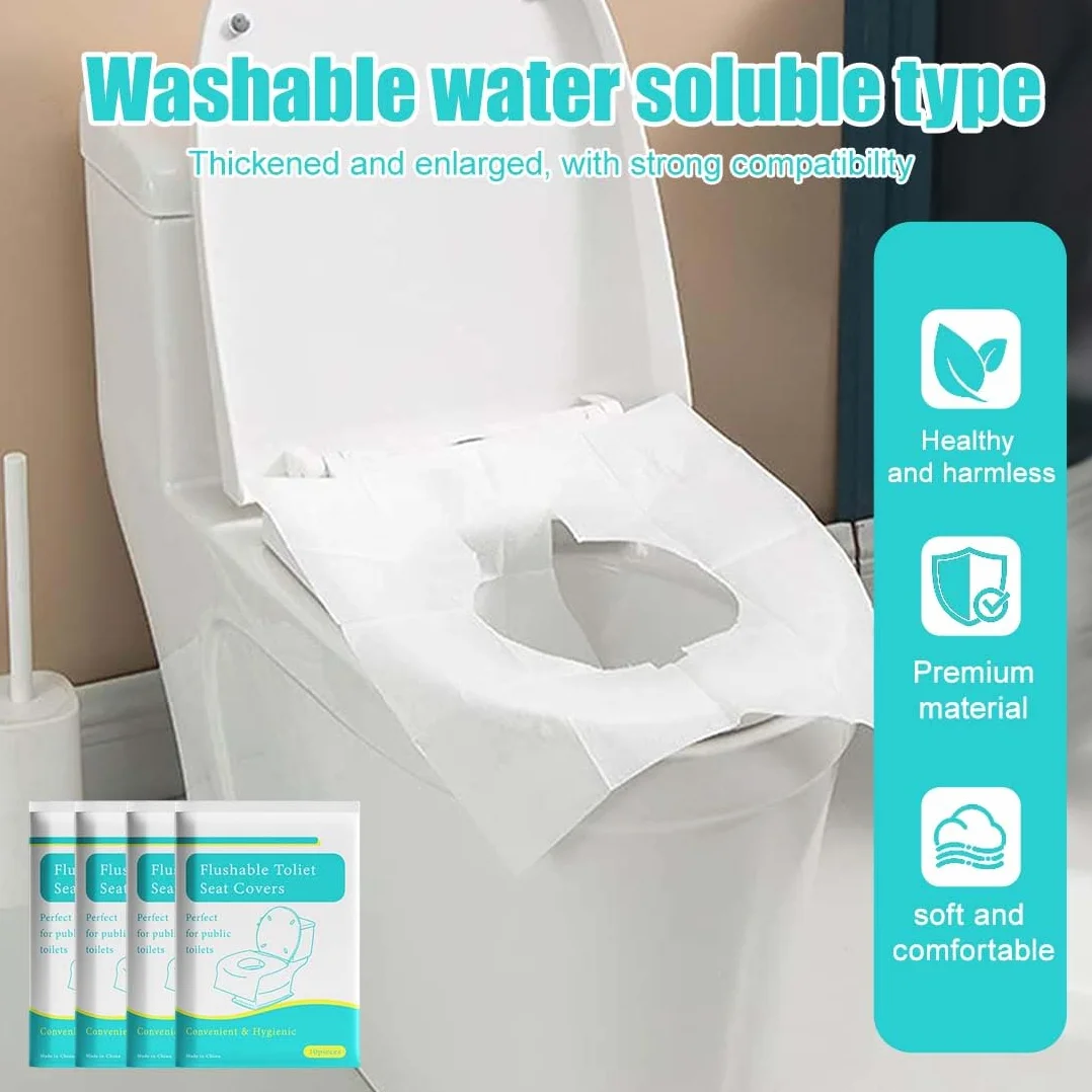 Copriwater 40 Pezzi Coprisedili WC Bianchi Biodegradabili Protezione Igienica Viaggi Bagni Pubblici