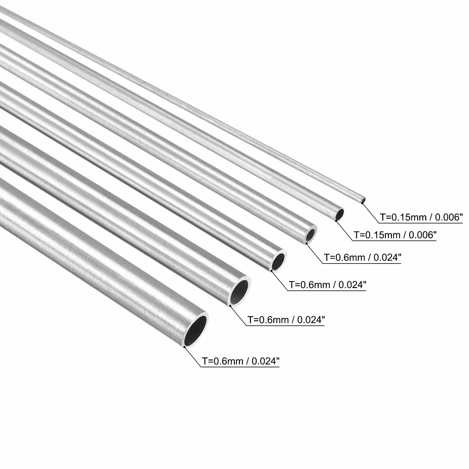 Tubo Acciaio Inox 304 1-6mm OD 300mm, 6 Pezzi Liscio Dritto