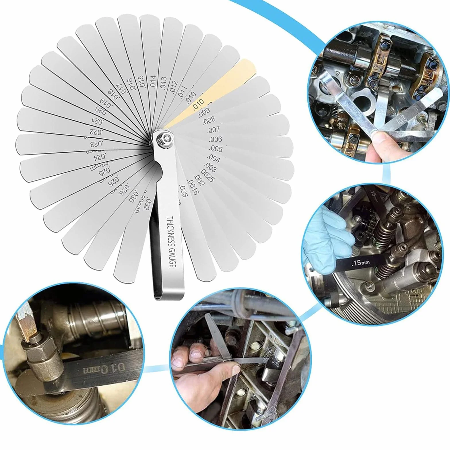 Spessimetro Binghe 32 Lame Inox Pieghevole Misurazione Doppia
