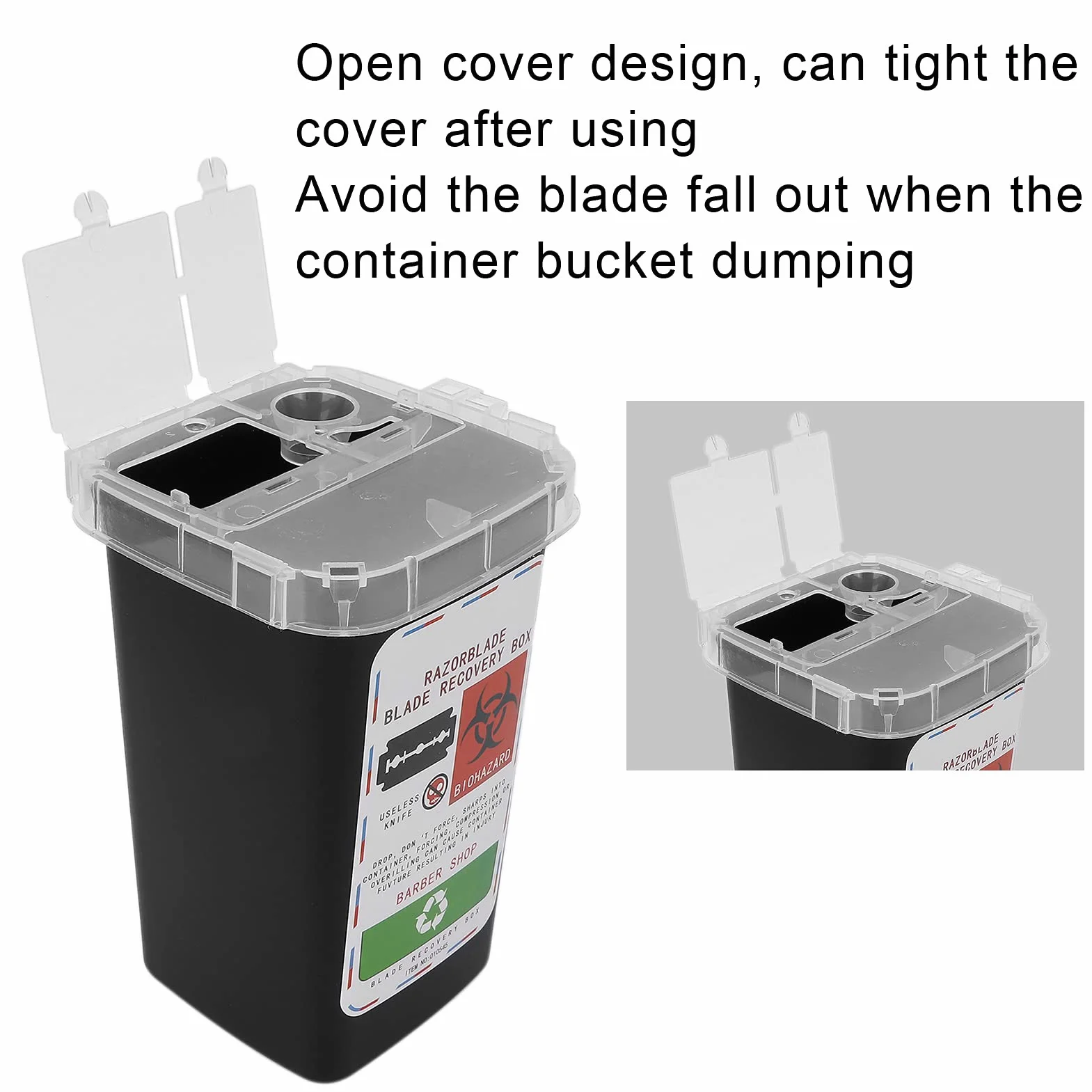 Contenitore per Lame in Plastica Resistente Agli Agenti Chimici, Smaltimento Lame, Nero