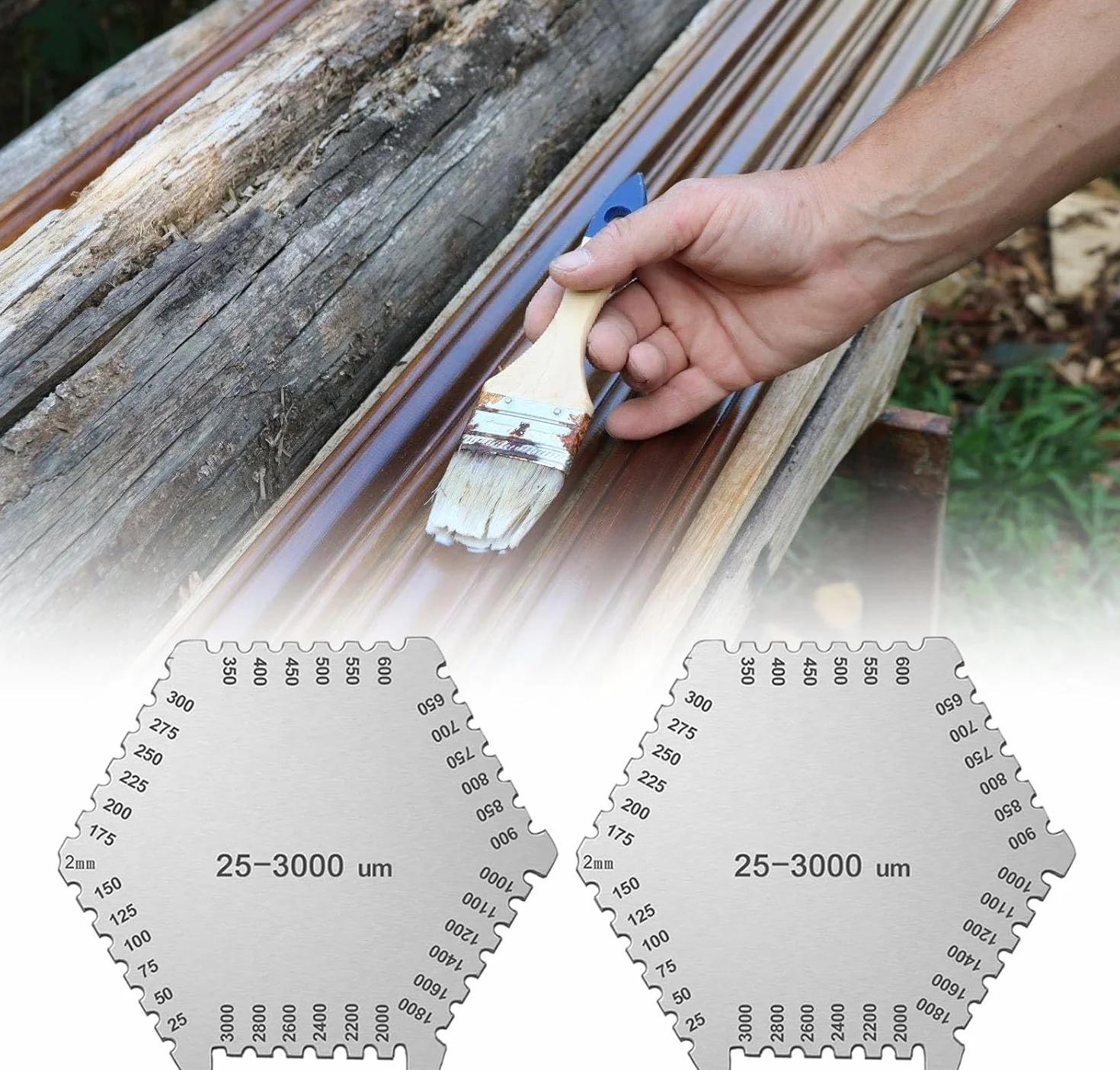 Misuratore Spessore a Pellicola Bagnata, Pettine 25-3000um, Acciaio Inossidabile, Alta Precisione
