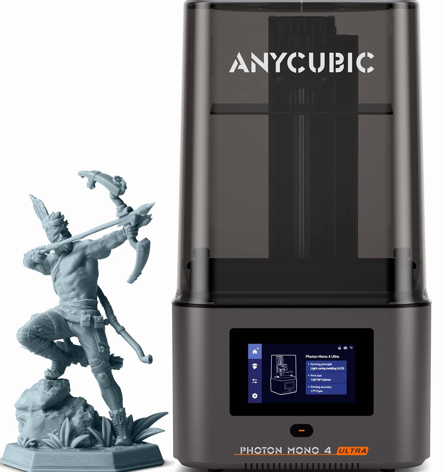 ANYCUBIC Photon Mono 4 Ultra Stampante 3D Resin, 7" 10K Schermo con Sorgente Luminosa COB, Velocità di Stampa Massima Fino a 120 mm/h, Touchscreen HD con 8 Lingue, Dimensioni 6,04" x 3,42" x 6,49"