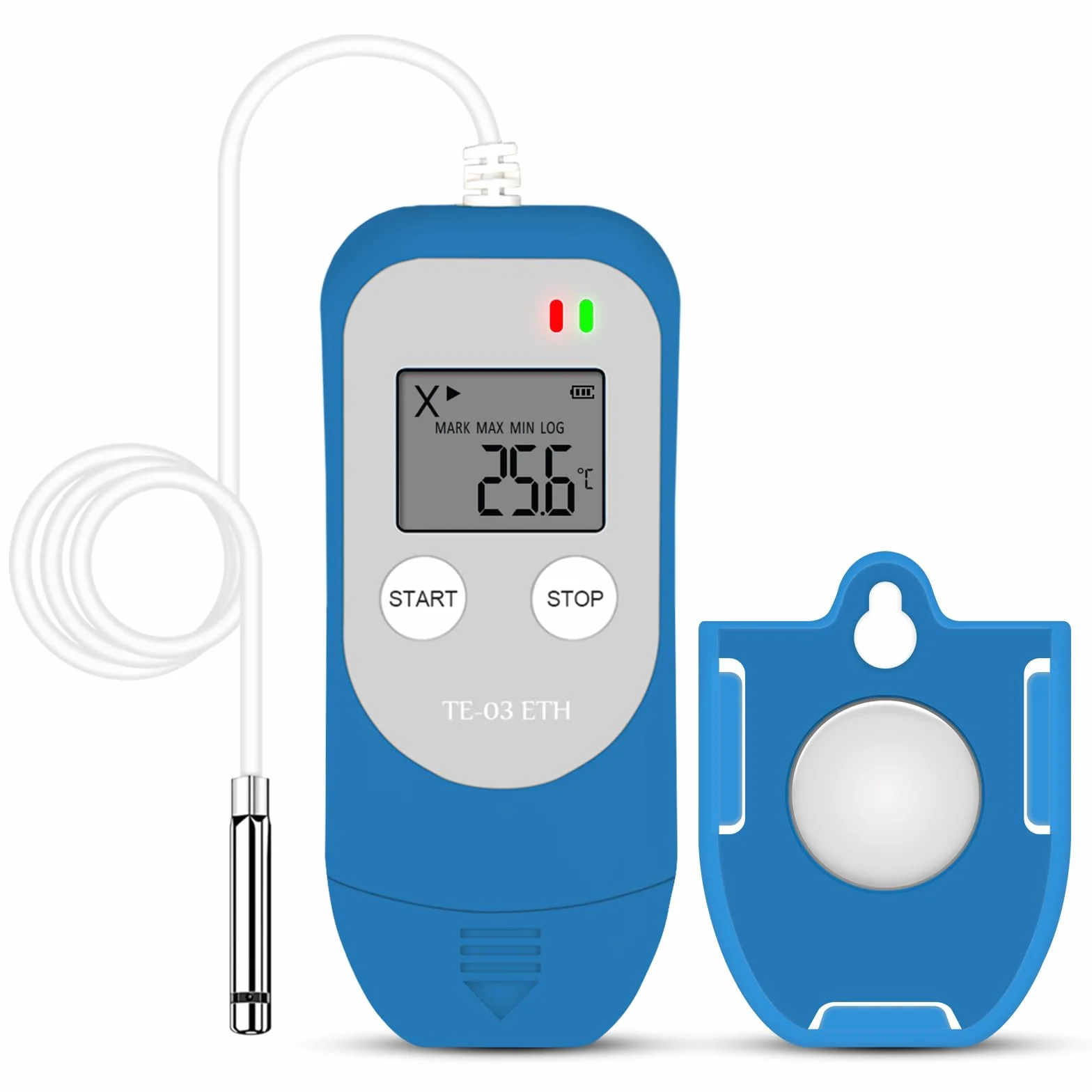 ThermElc TE-03 ETH Zewnętrzny Rejestrator Temperatury i Wilgotności z Sondą, MKT, 32.000 Punktów, USB PDF/CSV