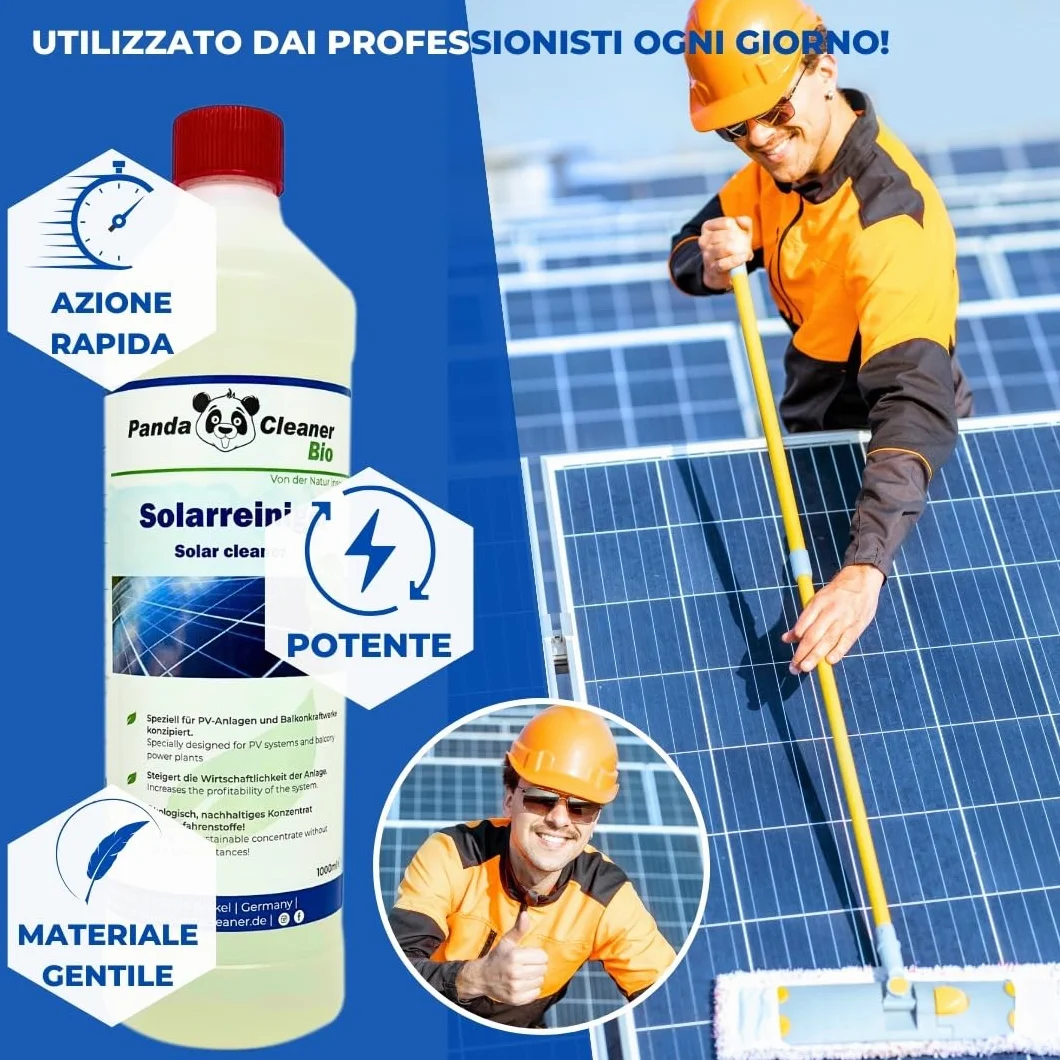 PandaCleaner Detergente biologico professionale 1l per impianti solari fotovoltaico altamente concentrato 1:100