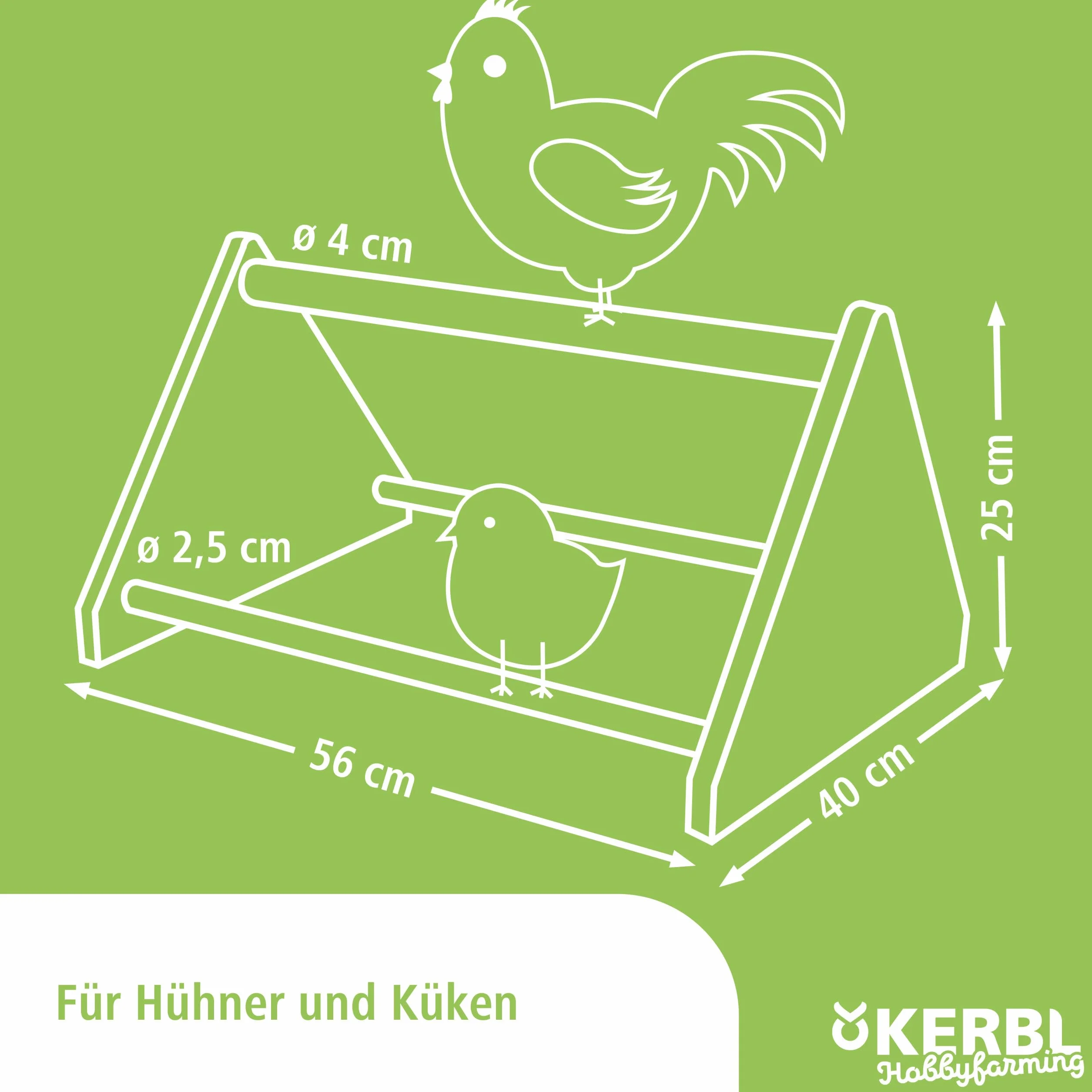 Kerbl Trespolo per polli 56x40x25cm Legno Rotondo