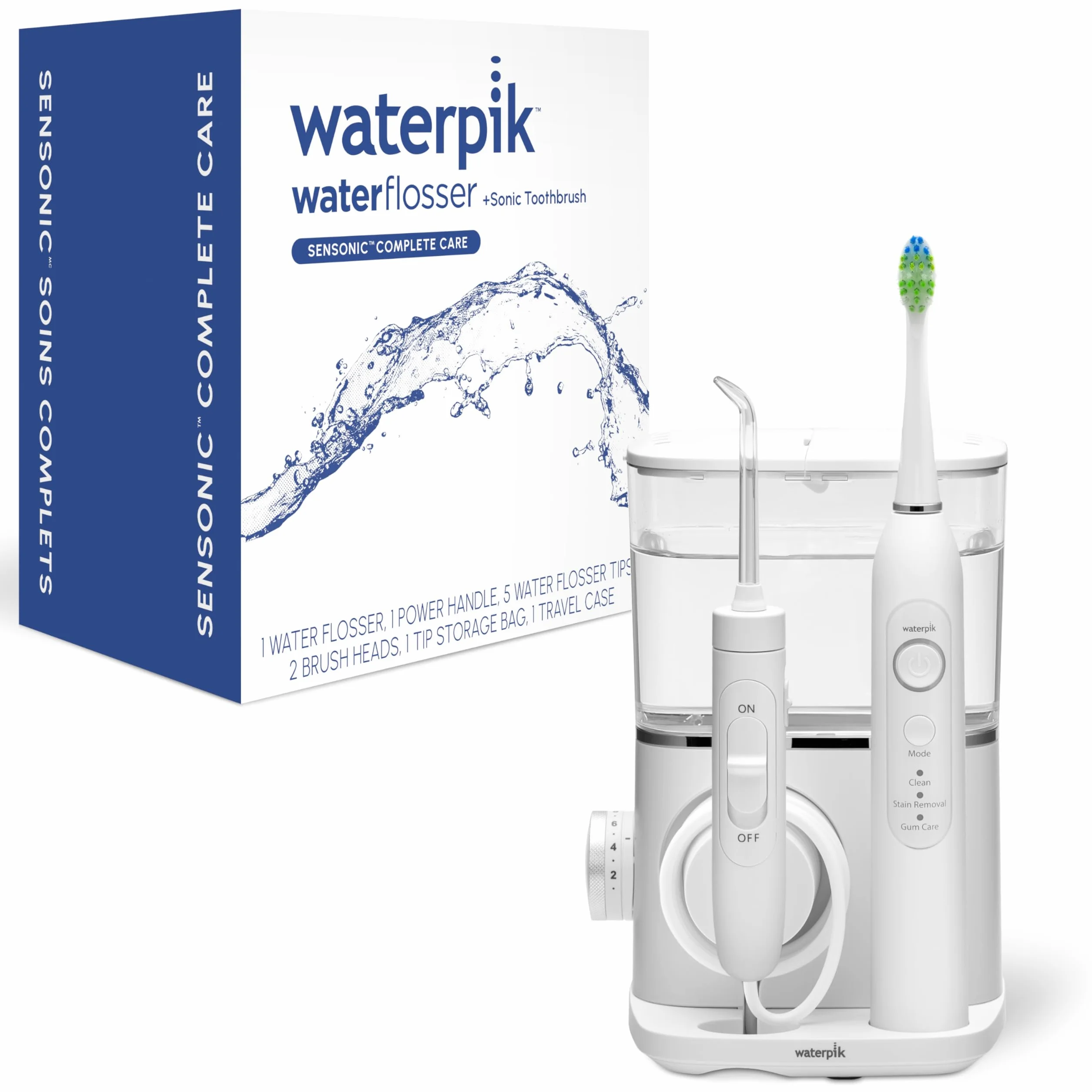 Waterpik Sensonic Complete Care Water Flosser CC-04 Rechargeable Electric Toothbrush Combo, White