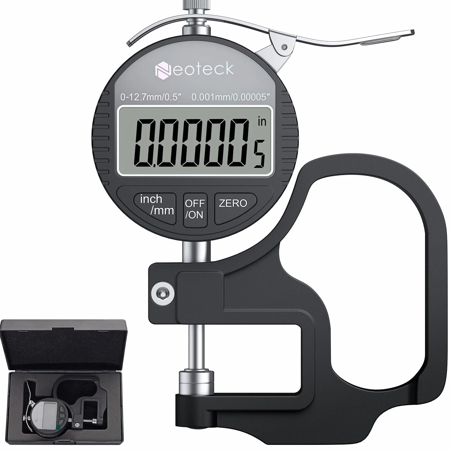 Neoteck Micrometro Digitale 0-12.7mm Risoluzione 0.001mm Calibro Spessore LCD Misuratore di Precisione