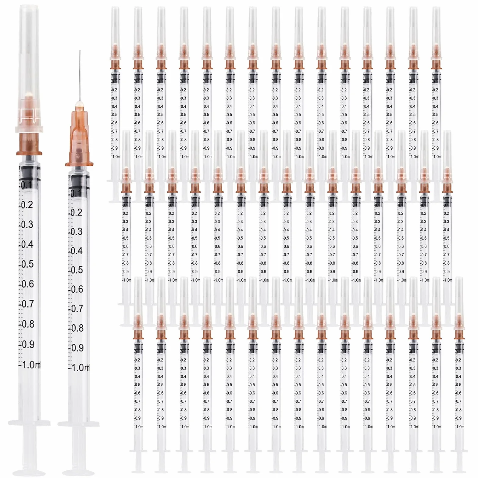 50 Pezzi 1 ml Siringhe, Siringhe di Misurazione per Laboratori Scientifici, Iniettore per Cani/Gatti/Alimentazione Piccoli Animali/Acienza/Laboratorio/Uso Industriale (Bianco)