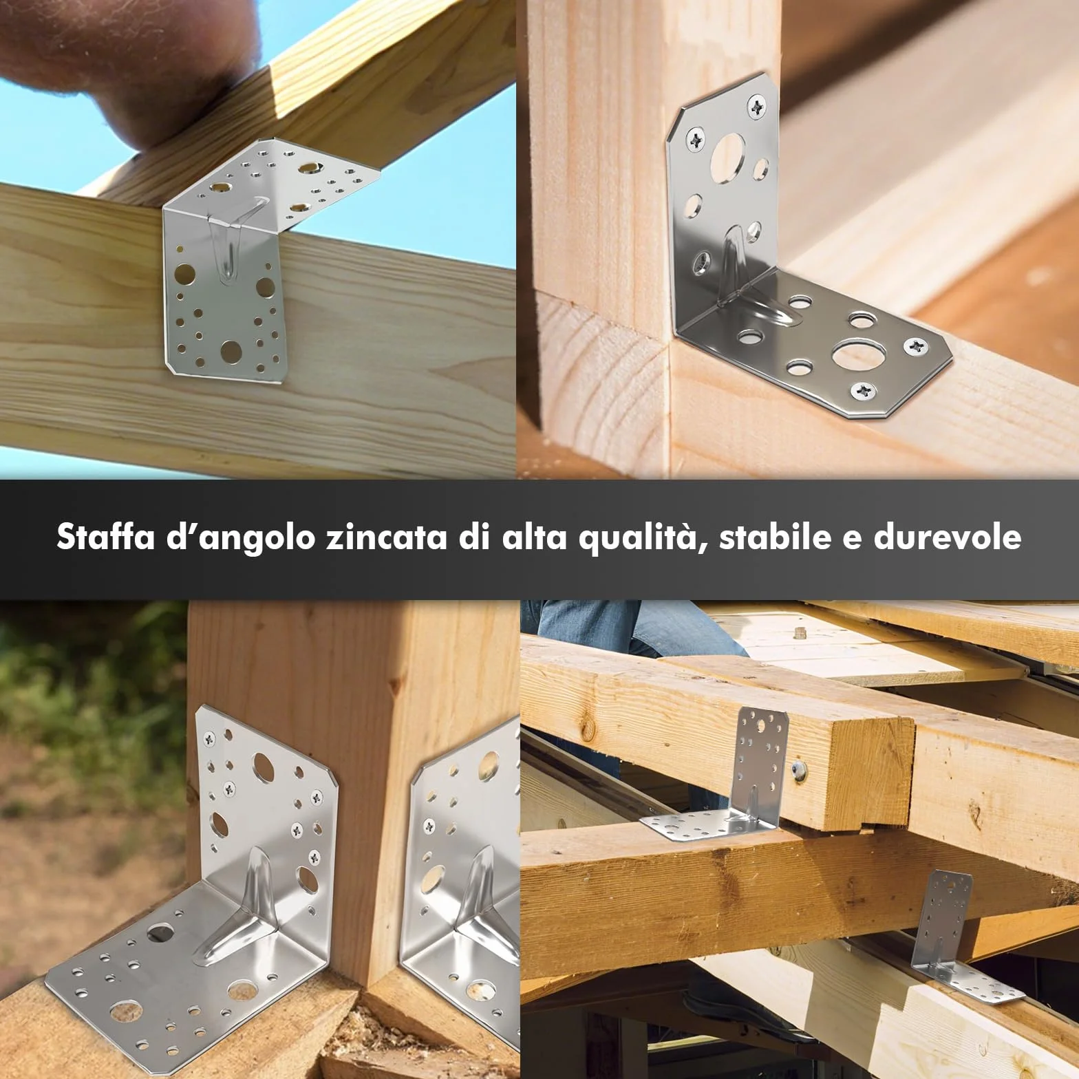 Shinfly 12 connettori angolari 105 x 105 x 90 mm, spessore 2,5 mm, zincato