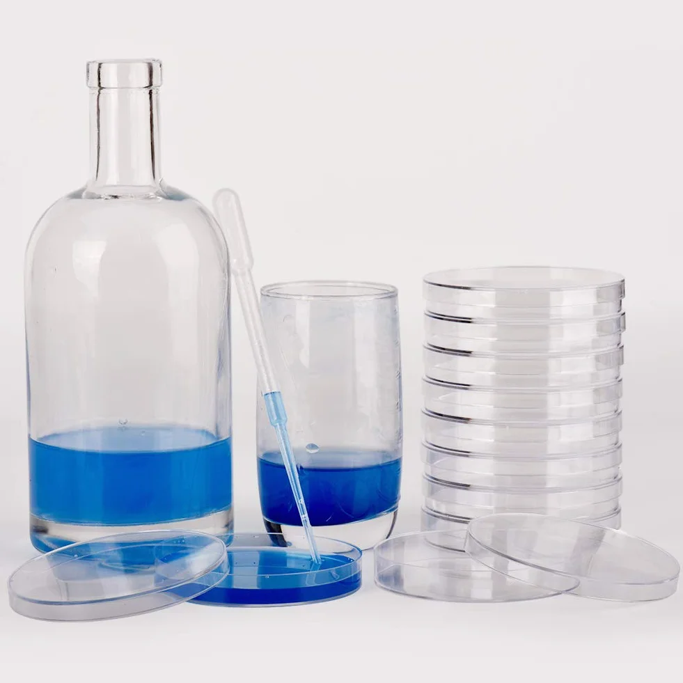 20 Pcs Plastica Piastra di Petri,Set Di Piastre Di Petri In Plastica Sterile Da(90 mmx15 mm) Con Coperchio,Ventilate Fornito Con 20 Pipette Di Trasferimento In Plastica(3ml)