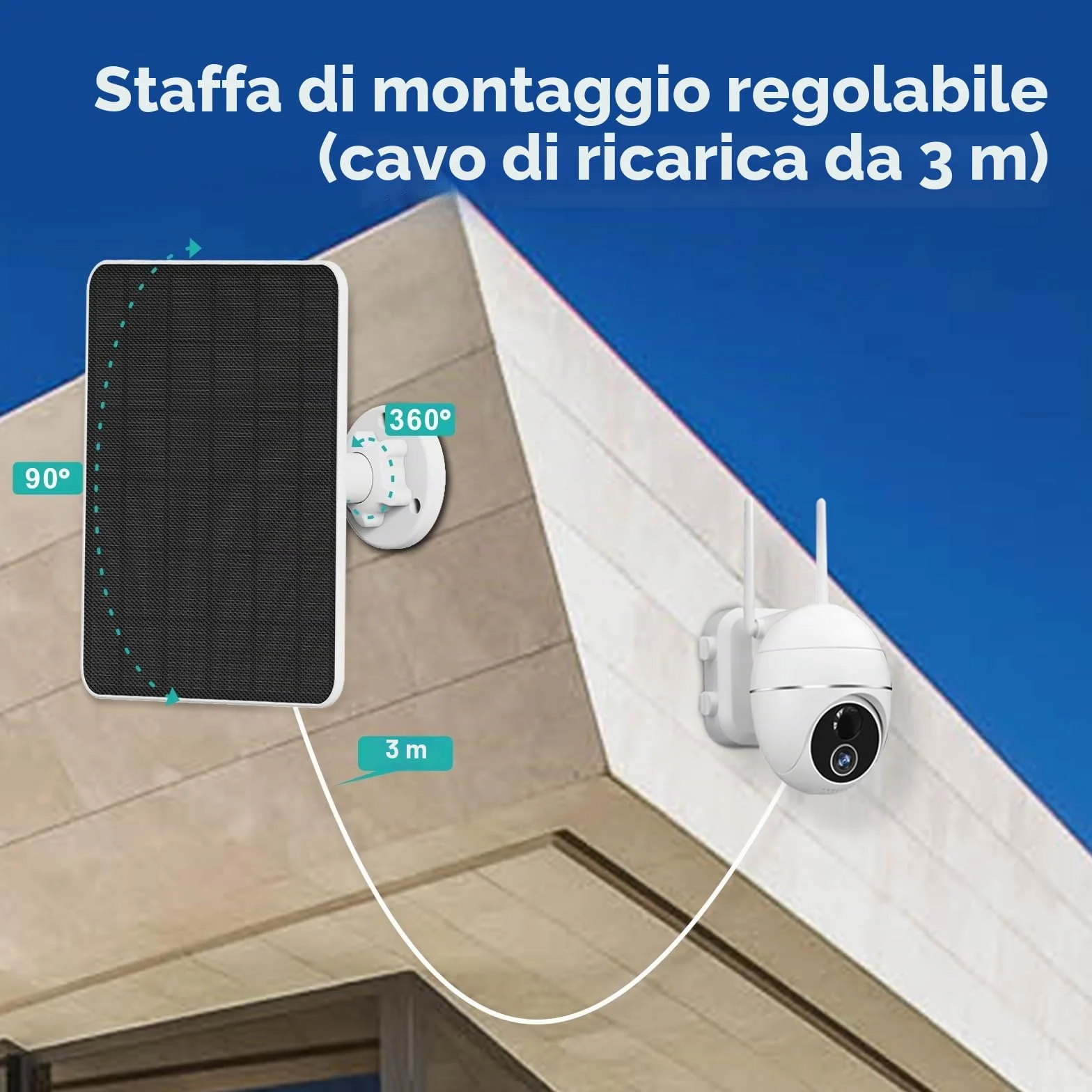 Pannello solare 6W USB DC 5V per telecamera di sicurezza