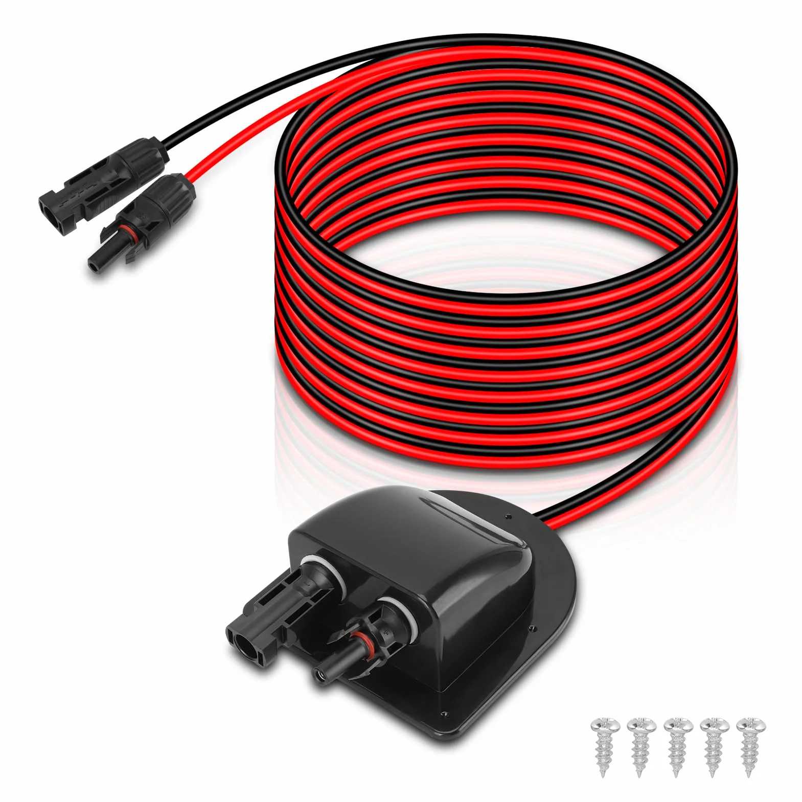 Doppio Passacavo Solare, Alloggiamento Ingresso Solare con Cavo in Rame 10AWG Flessibile da 3m, Impermeabile Passacavo Solare per Camper Barche Roulotte, Nero