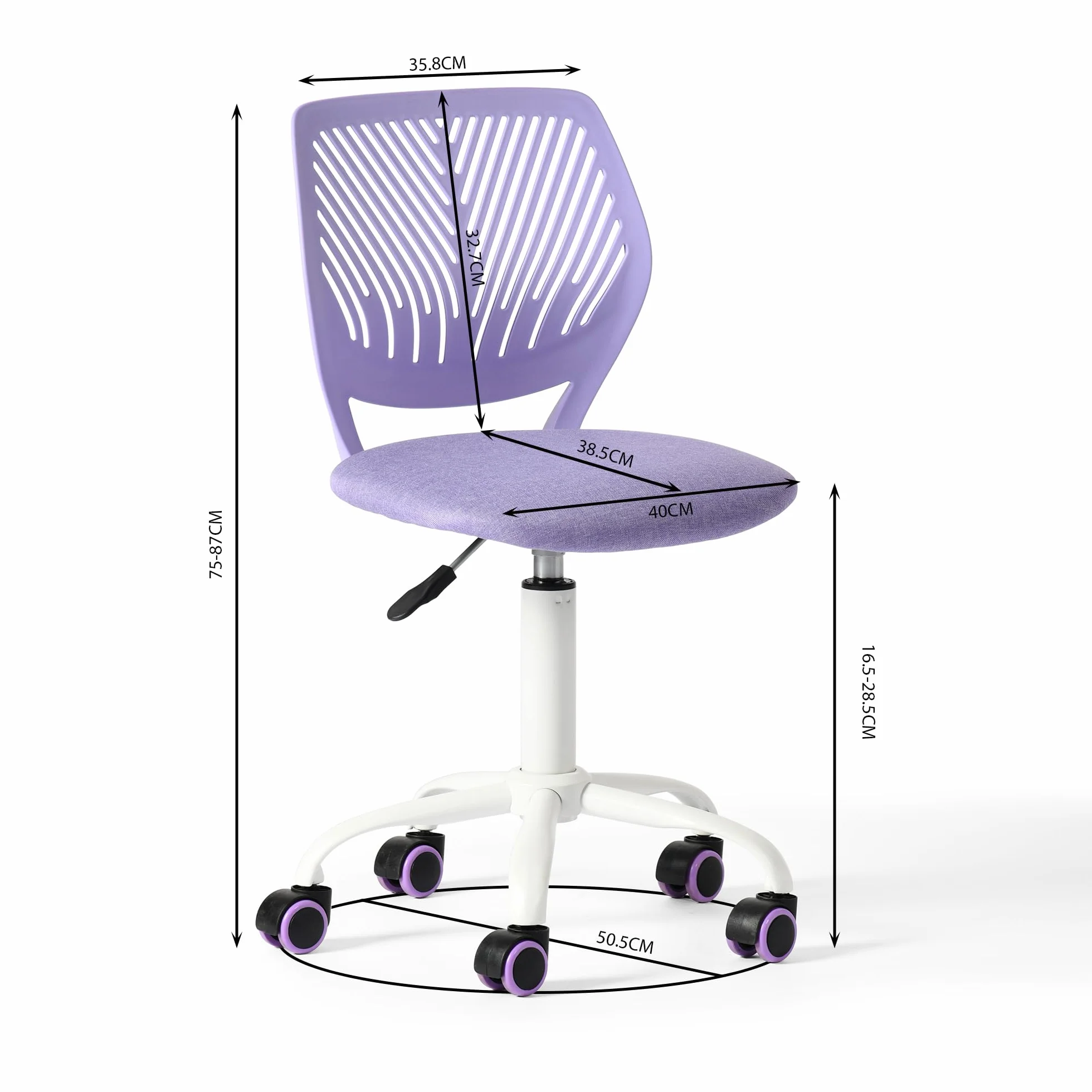 FurnitureR Sedia ergonomica scolastica con schienale in rete traspirante, altezza regolabile, viola morandi