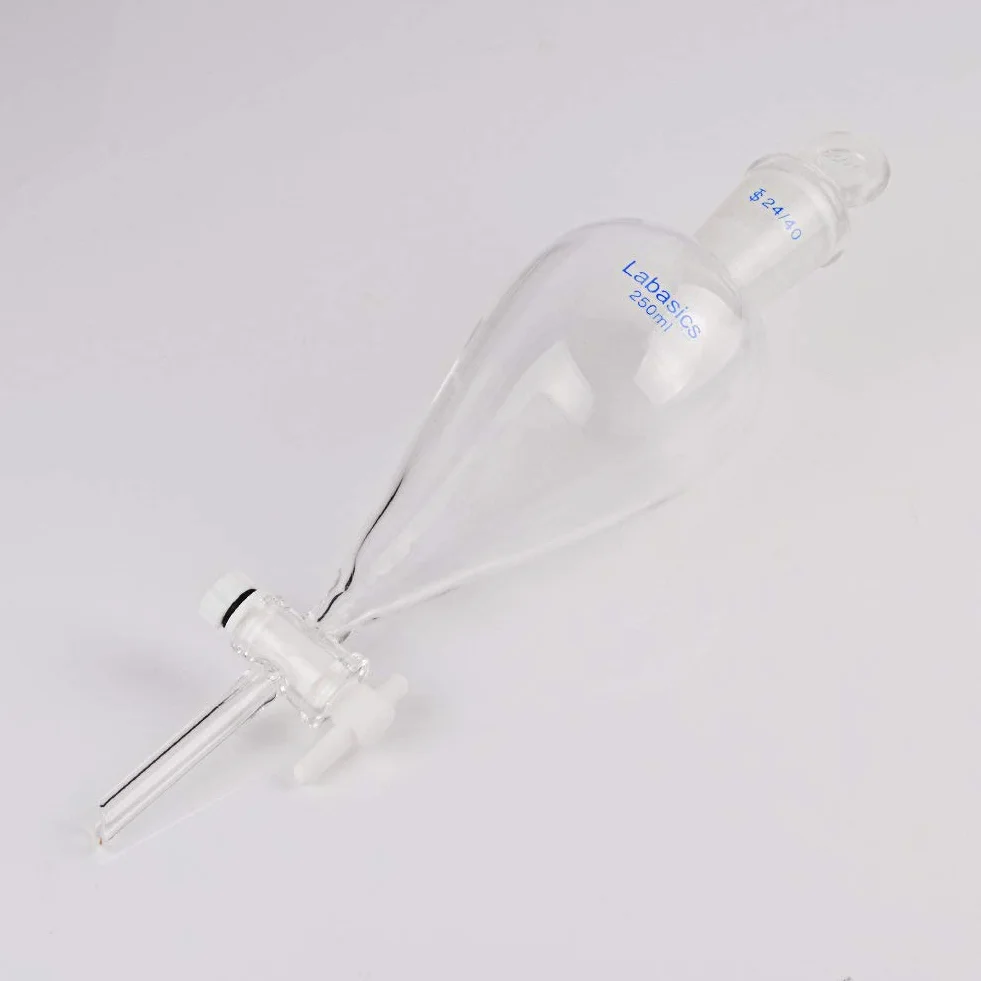 Labasics Imbuto Separatore Conico in Vetro Borosilicato 250ml con Rubinetto di Arresto in PTFE