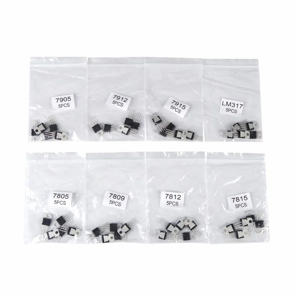40Pcs 12 Valori Set Assortimento Transistor Potenza, Kit Transistor Triodo JFET 7805 7809 7812 7815 7905 7912 7915 LM317