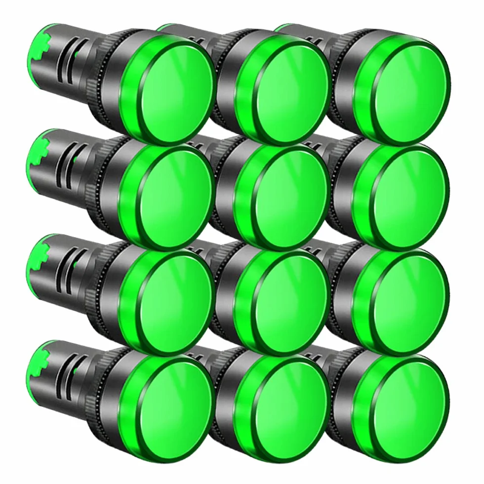Gebildet 12pcs 22mm AC/DC 12-24V/20mA LED indicatore di alimentazione, LED pilota segnale luminoso pannello indicatore, LED luce flash (verde)
