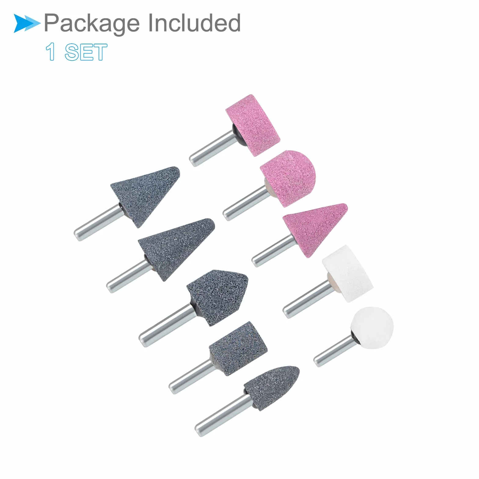 Abrasivo Pietra Punte Set, 6mm Gambo, Nichel Placcato Carbonio Acciaio Rettifica Mola Lucidatura Testa Bit - (Applicazioni: per Rotativo Utensili), 10-pz