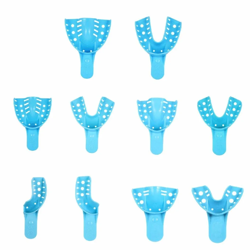 10x vassoi per impronte dentali monouso vassoi perforati per autoclave Strumento accessorio dentale Sbiancamento dei denti Forniture per dentisti 10 pezzi porta denti vassoi per impronte dentali in