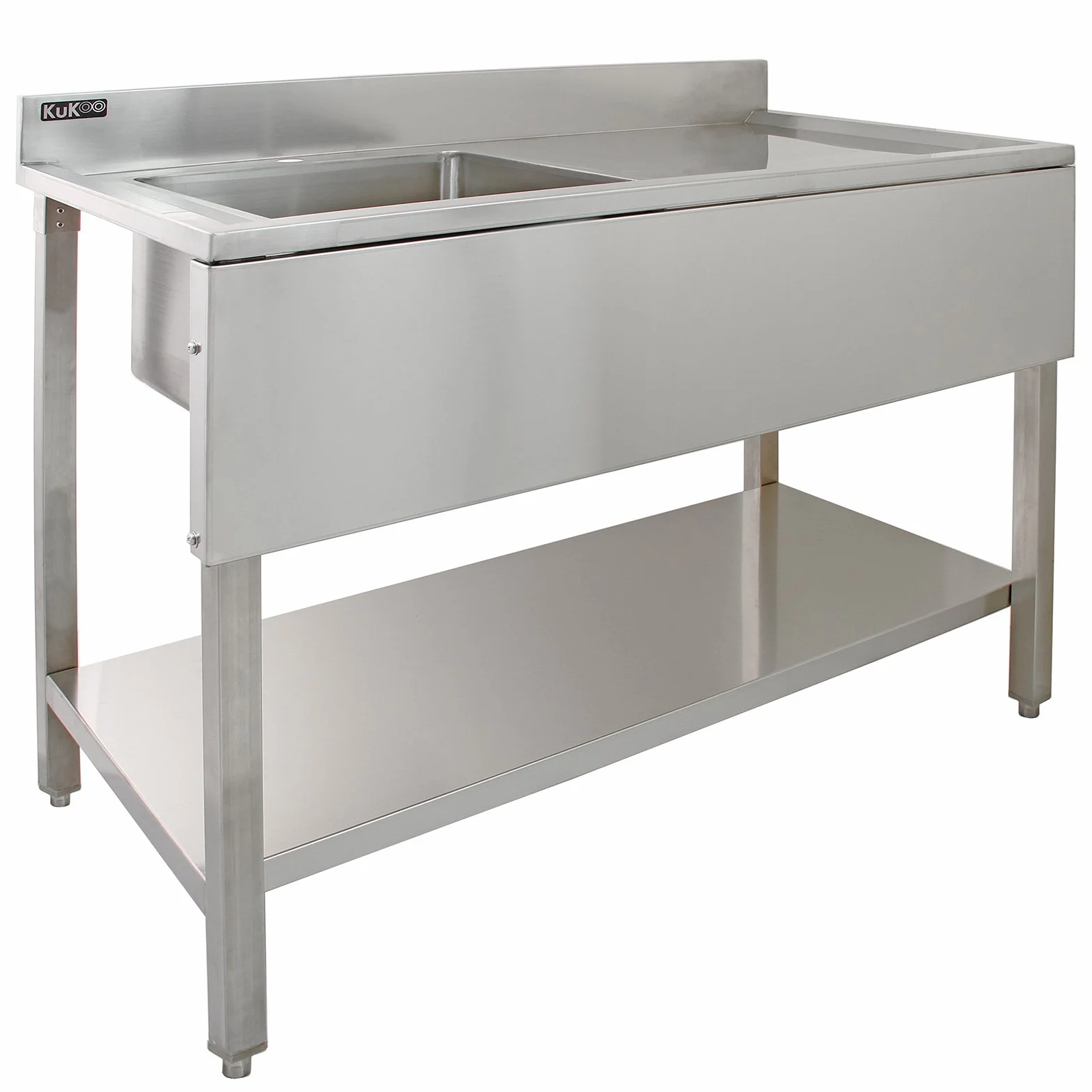 KuKoo Lavello Industriale in Acciaio Inox - Lavandino Catering per Ristorante Commerciale, Anti Corrosione, 1 Vasca con Sgocciolatoio a Destra