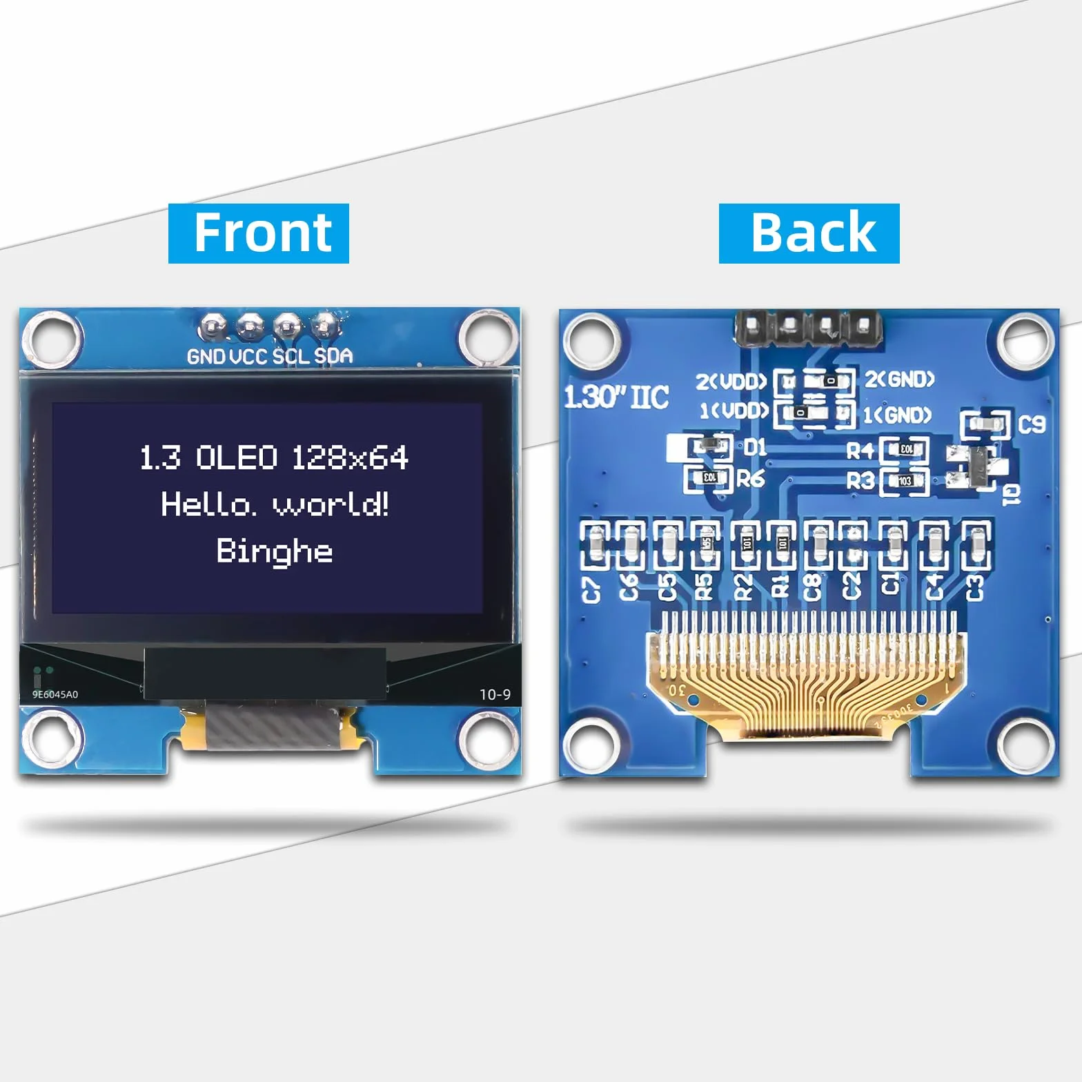1,3" OLED I2C Display Modulo Binghe 1,3 Zoll LED OLED Display I2C IIC OLED Display con SSH1106 Chip 128 x 64 Pixel I2C Display su schermo con Caratteri bianchi Compatibile con Arduino/Rasp-Pi