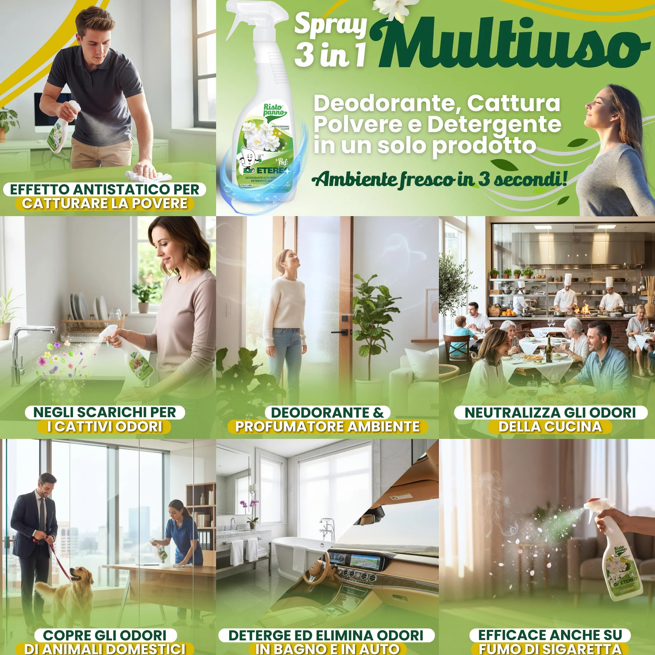 RISTOPANNO Profumatore Ambiente Spray Professionale Gelsomino & Muschio Bianco 750ml