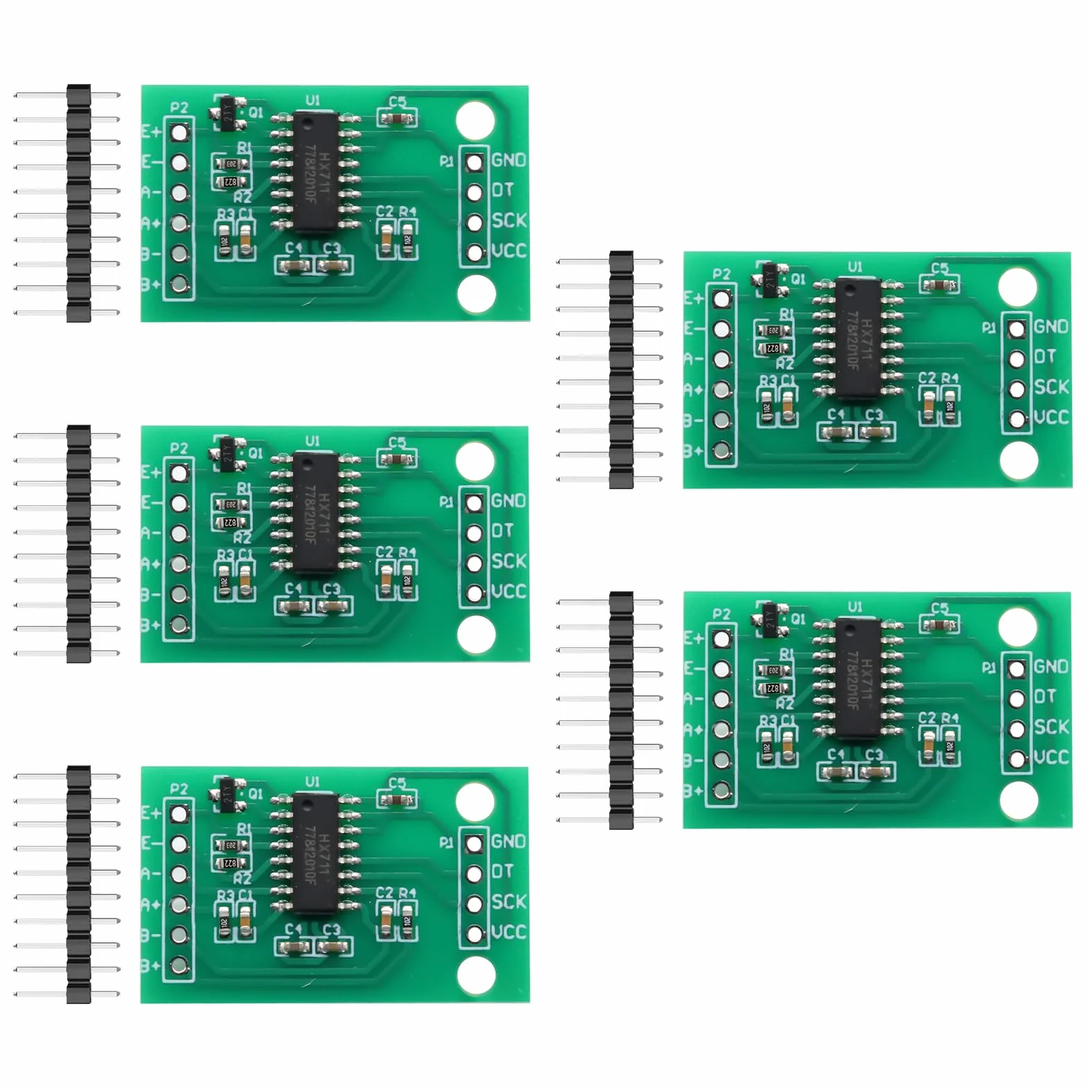 HX711 Weighing Sensor Moduli Binghe 5 Pezzi HX711 Modulo Sensore di Pesatura 24 Bit A/D Modulo sensore di pesatura ad alta precisione HX711 Compatibile con Arduino