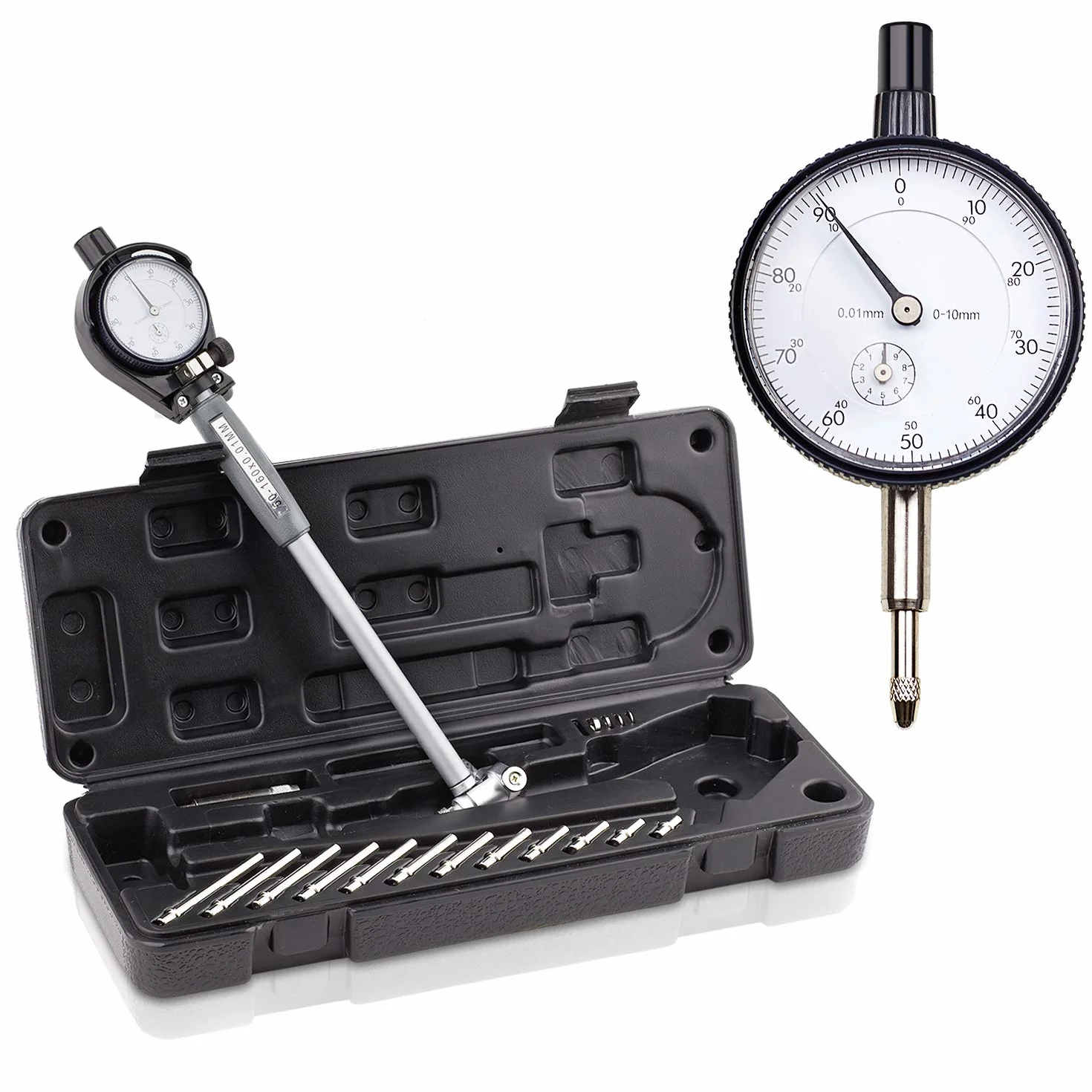 Set di calibri per quadrante extender 50-160MM （1.97"-6.23"） Indicatore 0,01MM (0.0003") Risoluzione Strumento cilindro misura interno