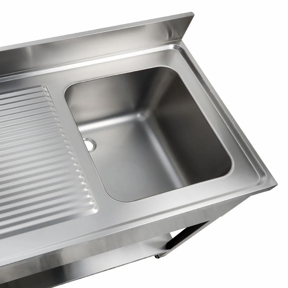 GastroHero Lavello da cucina in acciaio inox, 120 x 70 cm, con lavello destro, in acciaio inox con base